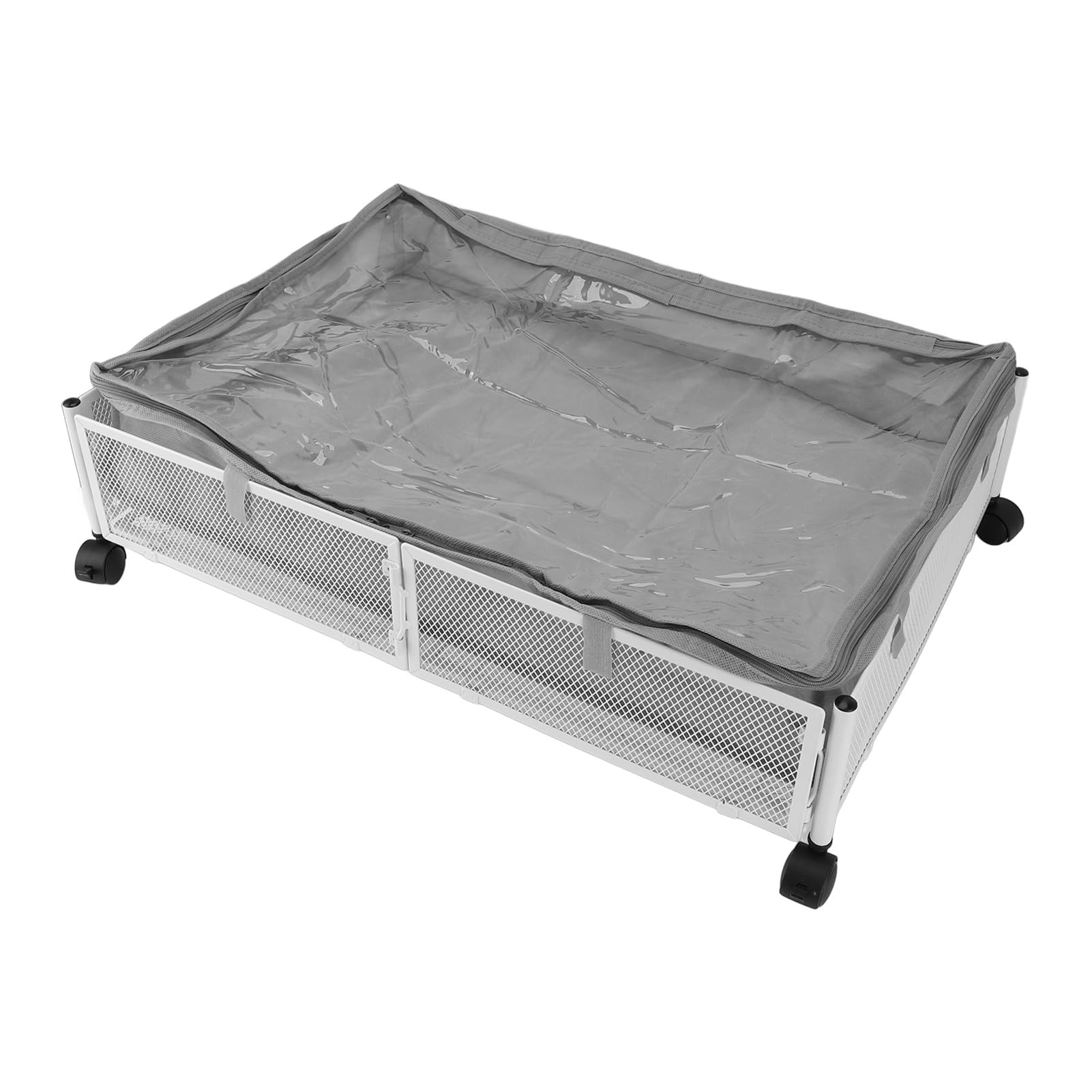 Ejoyous Contenitori Portaoggetti Sotto il Letto con Ruote Cassetto Portaoggetti Sotto il Letto in Metallo 23,6 X 15,7 X 6,1 Pollici con Coperchi Griglia Visiva a 4 Ruote per Vestiti Scarpe (WHITE)