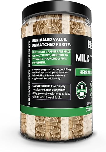 Miniatura 4 de Pure Original Ingredients Cardo mariano (730 cápsulas) sin magnesio o rellenos de arroz, siempre puro, verificado por laboratorio