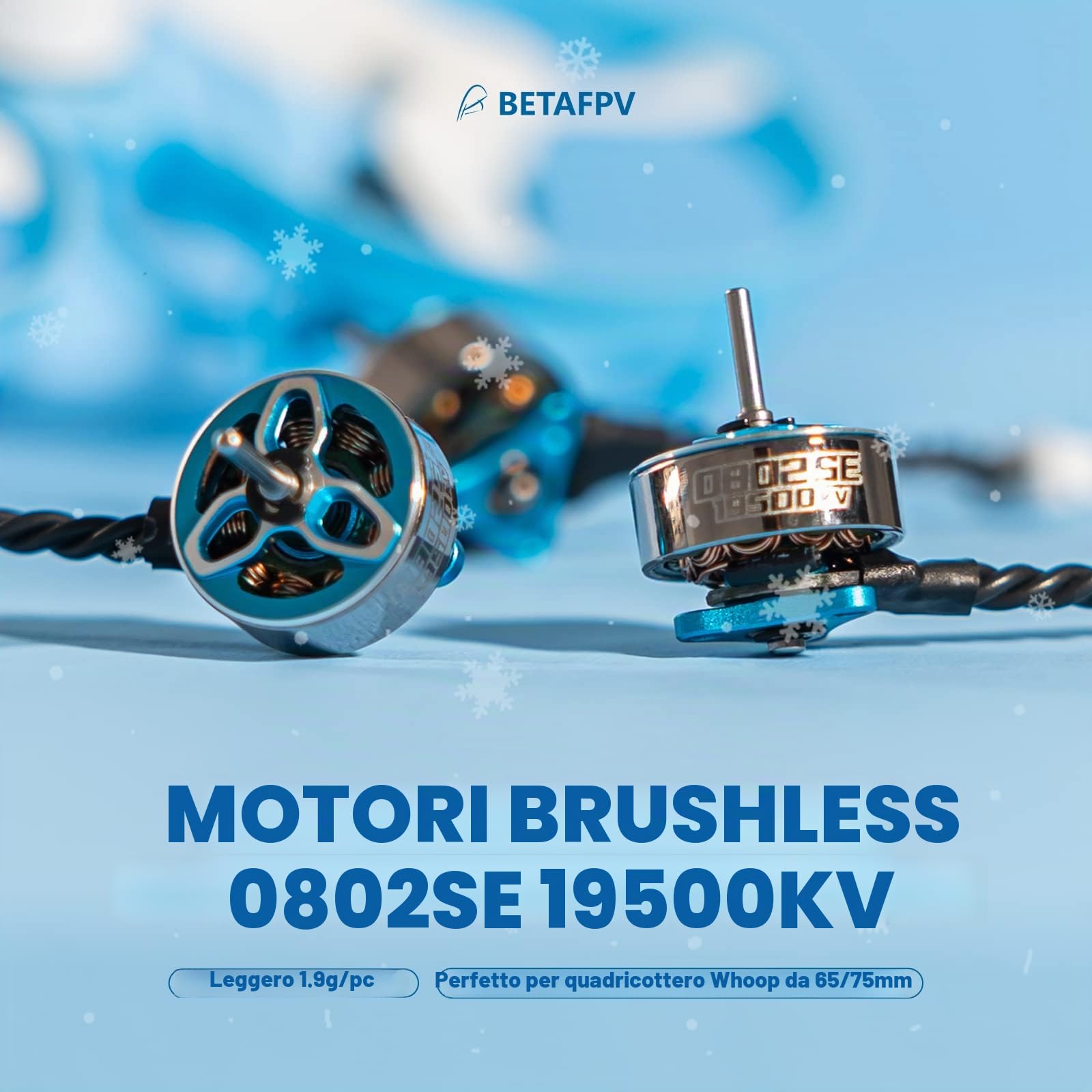 BETAFPV 4pcs 0802SE 19500KV 1S Brushless Motor Ultralight Weight 1S FPV RC Motor Compatible for 65/75mm 1S Brushless Racing Whoop Drone Quadcopter like Meteor Series FPV Drones-Iceblue