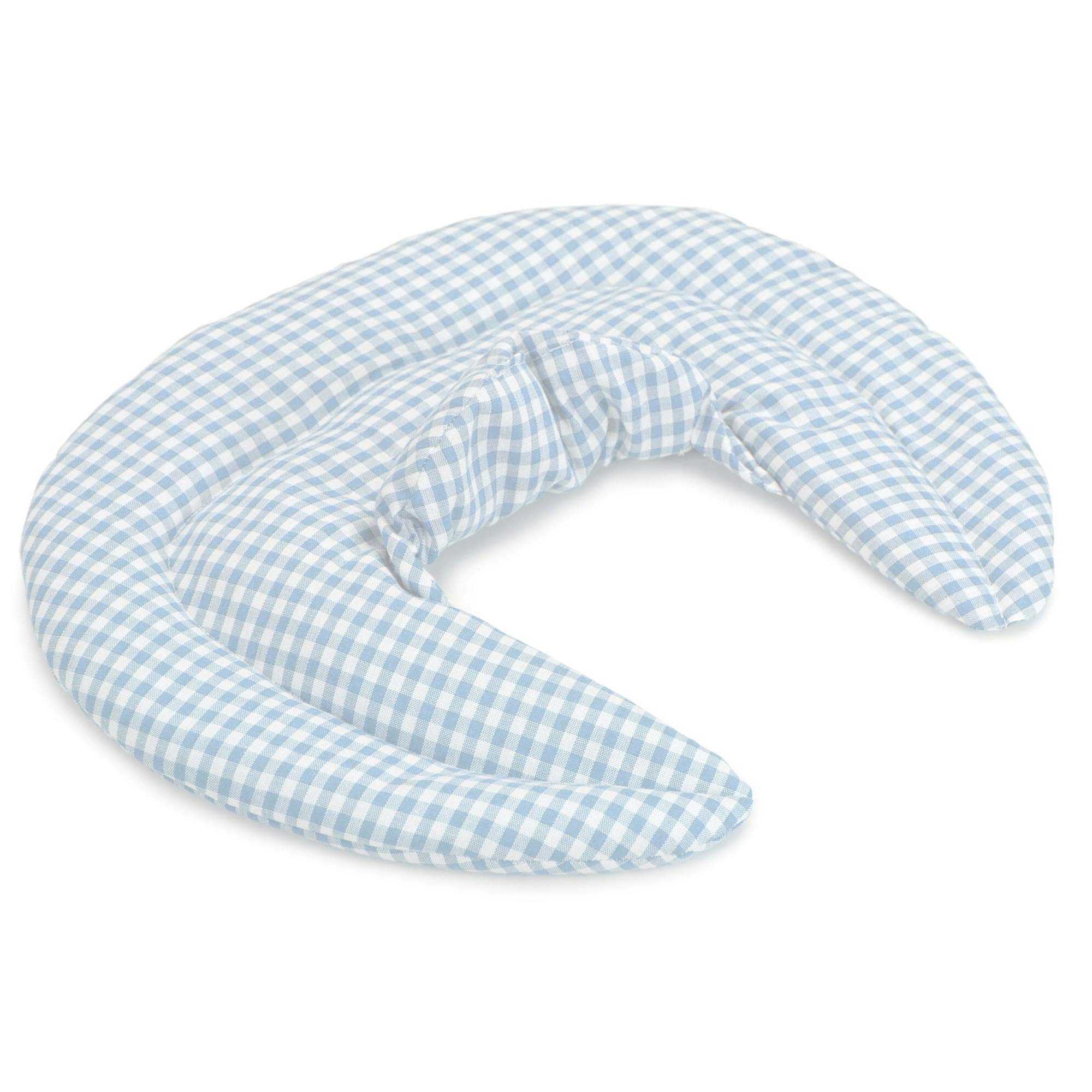 Cuscino del collo, cotone biologico, bianco-azzurro. Cuscino termico con semi di ribes, terapia caldo e freddo