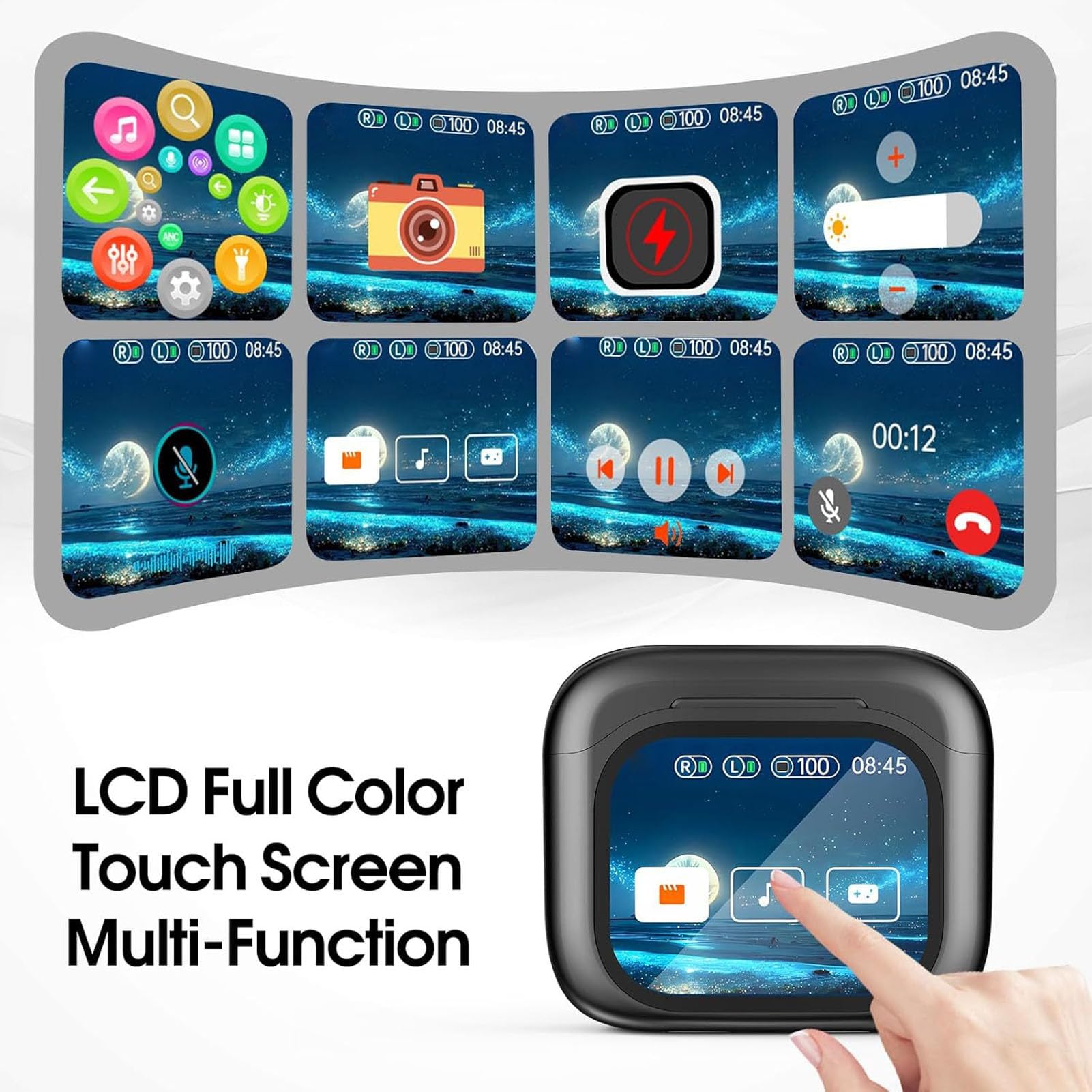 Generic Auricolari per Traduzione AI Touchscreen LCD Avanzato in Tempo Reale 164 Lingue Cuffie Bluetooth 5.4 per Viaggiatori 2 Auricolari Custodia 4 per Utenti IOS e