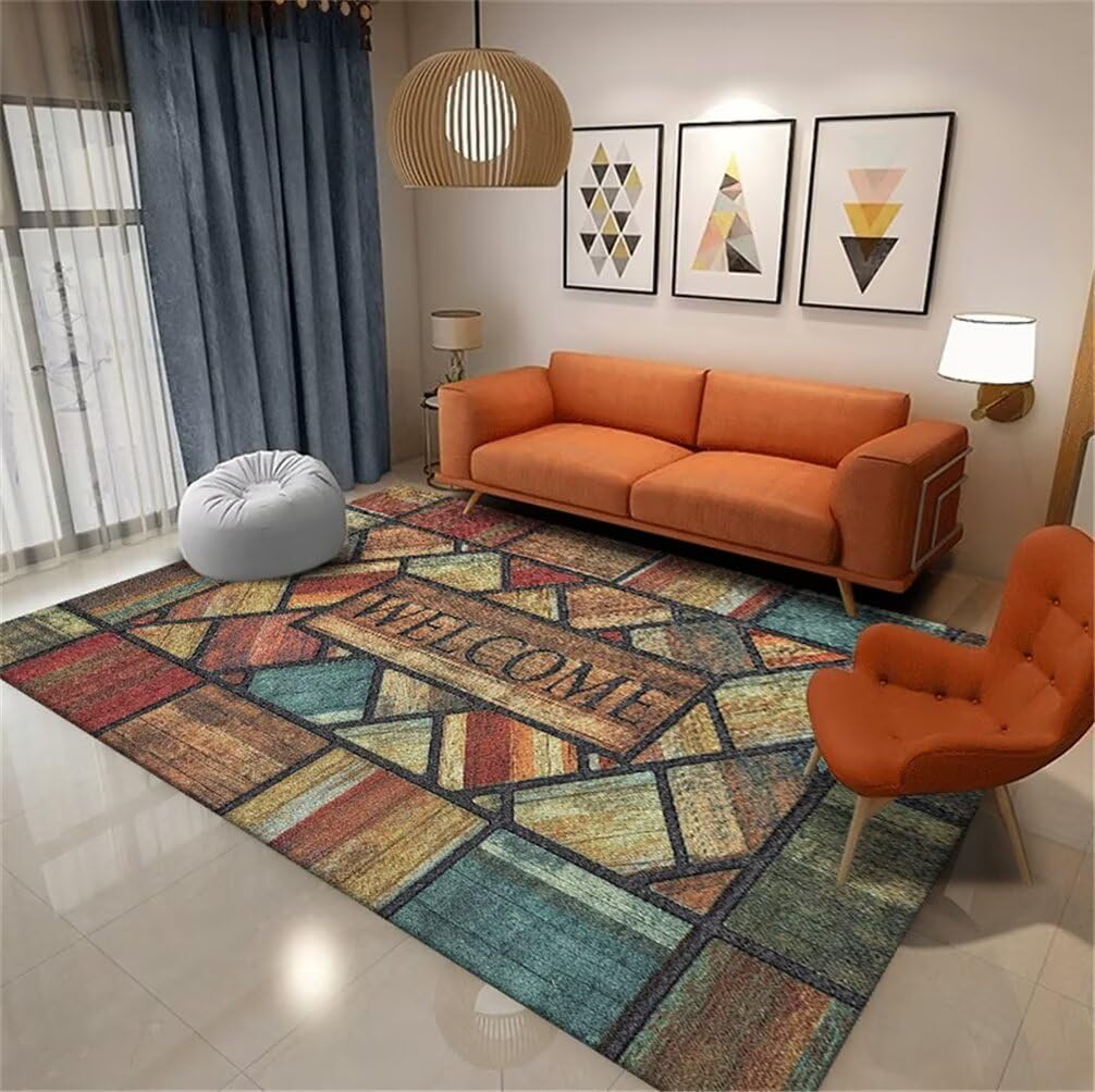 Tapis enfant fille multicolore grand format résistant aux taches