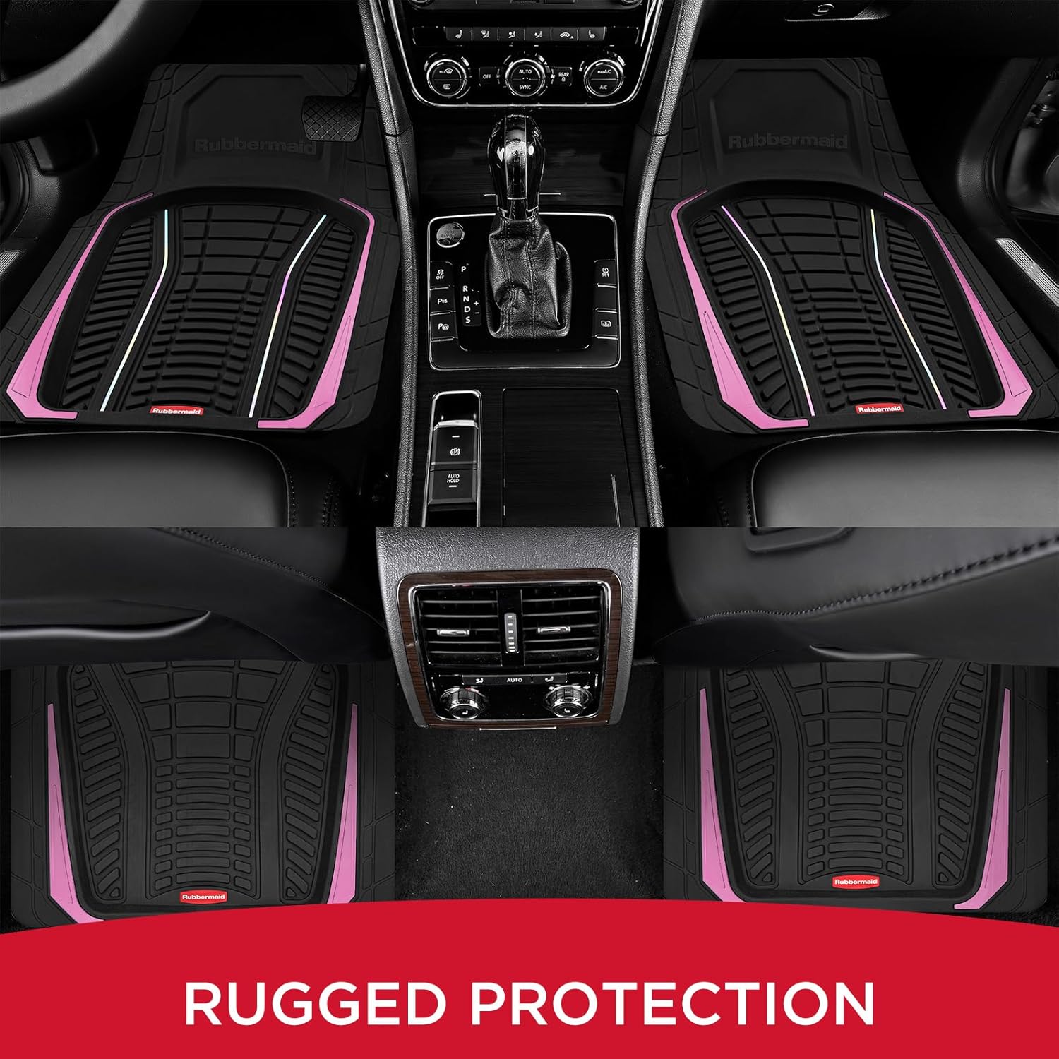 Rubbermaid Car Floor Mats Full Set – Premium All-Weather Car Mat with Brushed Aluminum Inserts, Universal Trim-to-Fit Design, Anti-Slip Backing for Cars, SUVs, Trucks, and Vans - Image 5