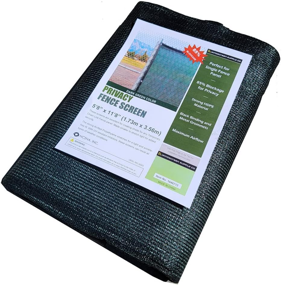 WindscreenSupplyCo Knitted Shade Cloth 6ft x 12ft 85% Sunblock Kennel Shade Cover with Grommets Green (Excludes Kennel)