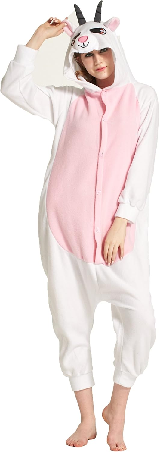 FUNCOS Novelty Halloween Costume Polar Fleece Animal Cosplay Goat Pajamas - Image 5