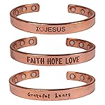 Touchstone copper bracelets | gift for men women |adjustable 100% pure solid real magnetic jewelry | handmade bracelet set combo | rope braided tibetan bangles. Set of 3 different messages engraved.