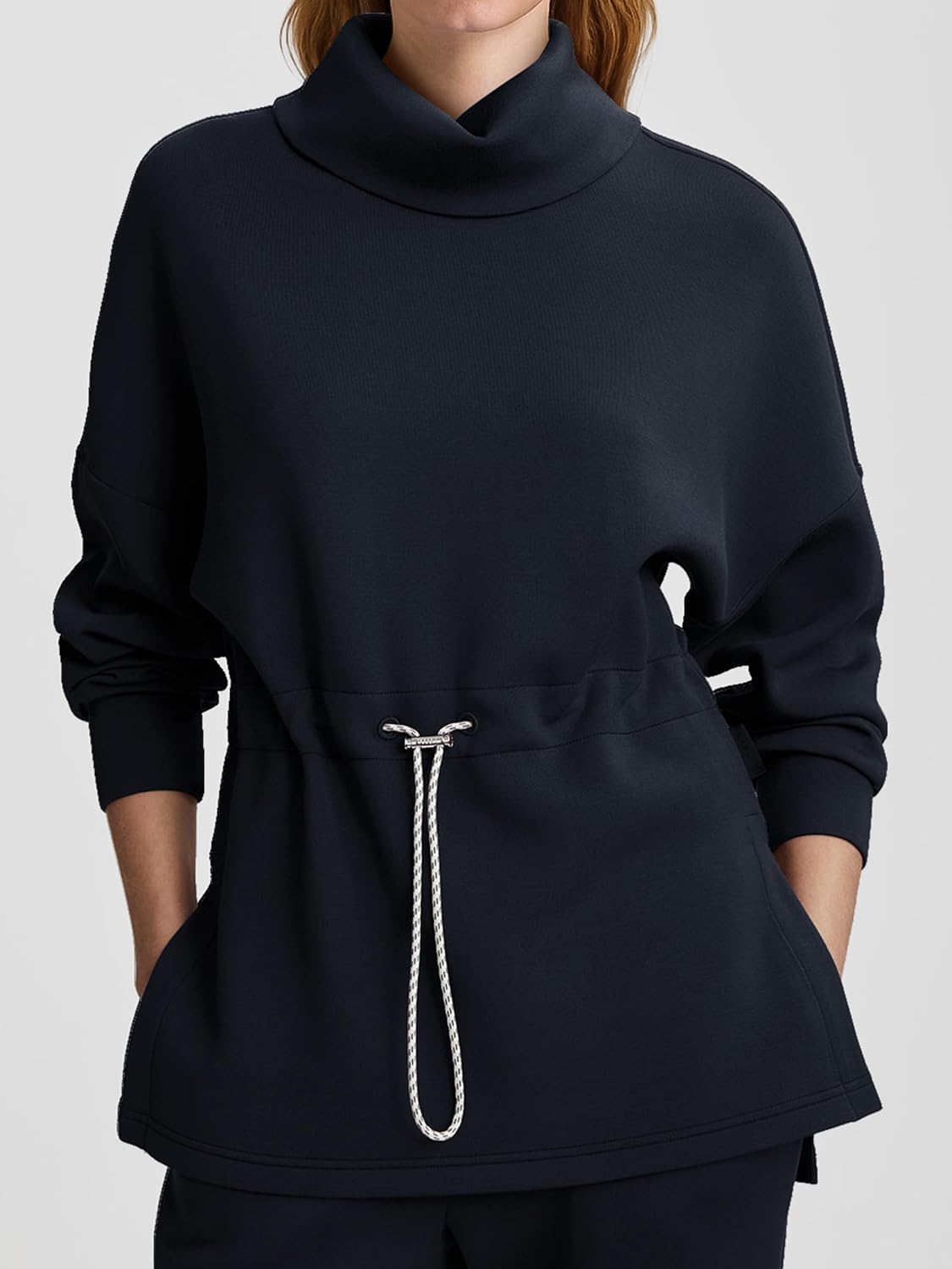 SuperPrity Womens Long Sleeve Sweatshirts Turtleneck Loose Fit Pullover Tops Drawstring Waist Slit Hoodies 2024 Fall Clothes - Image 7