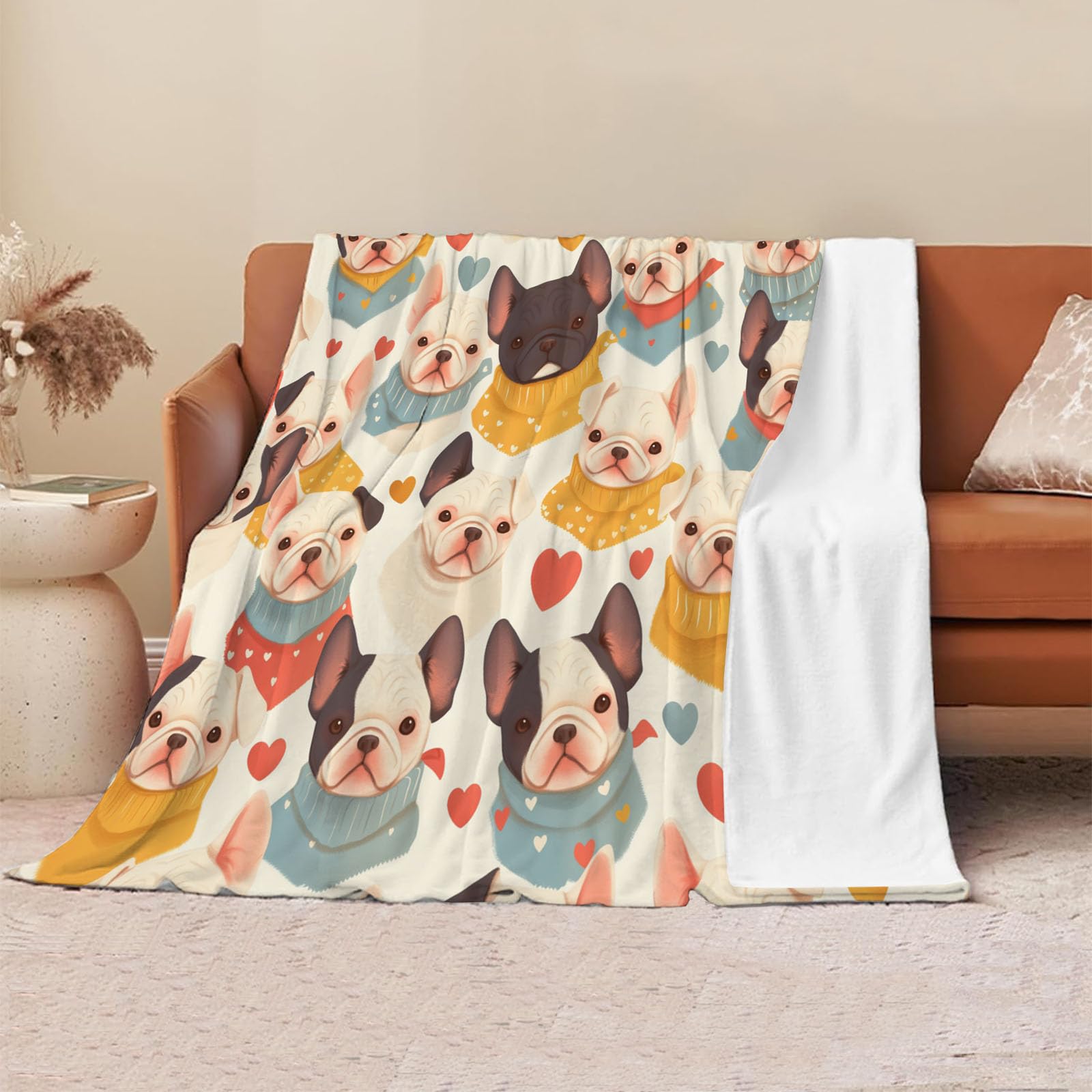 Cadeau unique couverture en flanelle animaux mignons plaid bouledogue géant