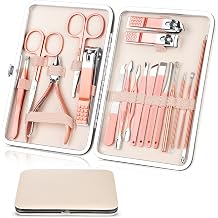 18PCS Manicure Set, Nail Care Kit for Women, Stainless Steel Pedicure Sets with Leather Travel Case LOIKMIUP