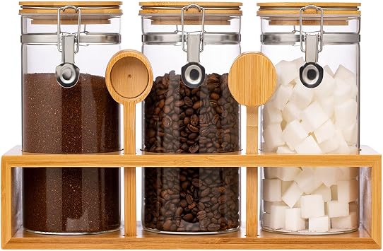 Yangbaga Coffee Container with Shelf 3P 45OZ Glass Airtight Coffee Holder