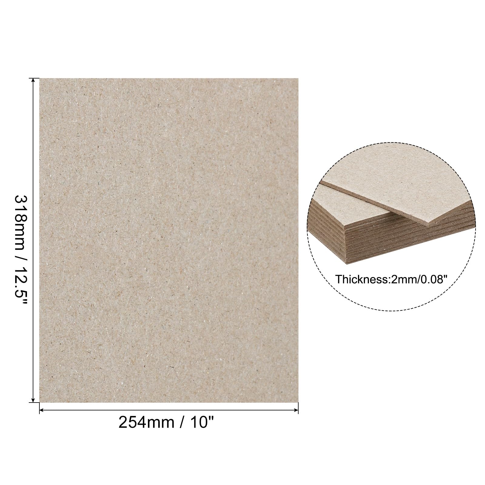 PATIKIL 12.5x10x0.08" Chipboard Sheets, 10Pcs Thick Book Board Binders Board Sturdy Bookbinding Supplies for Book Binding Cover Gray - Image 2