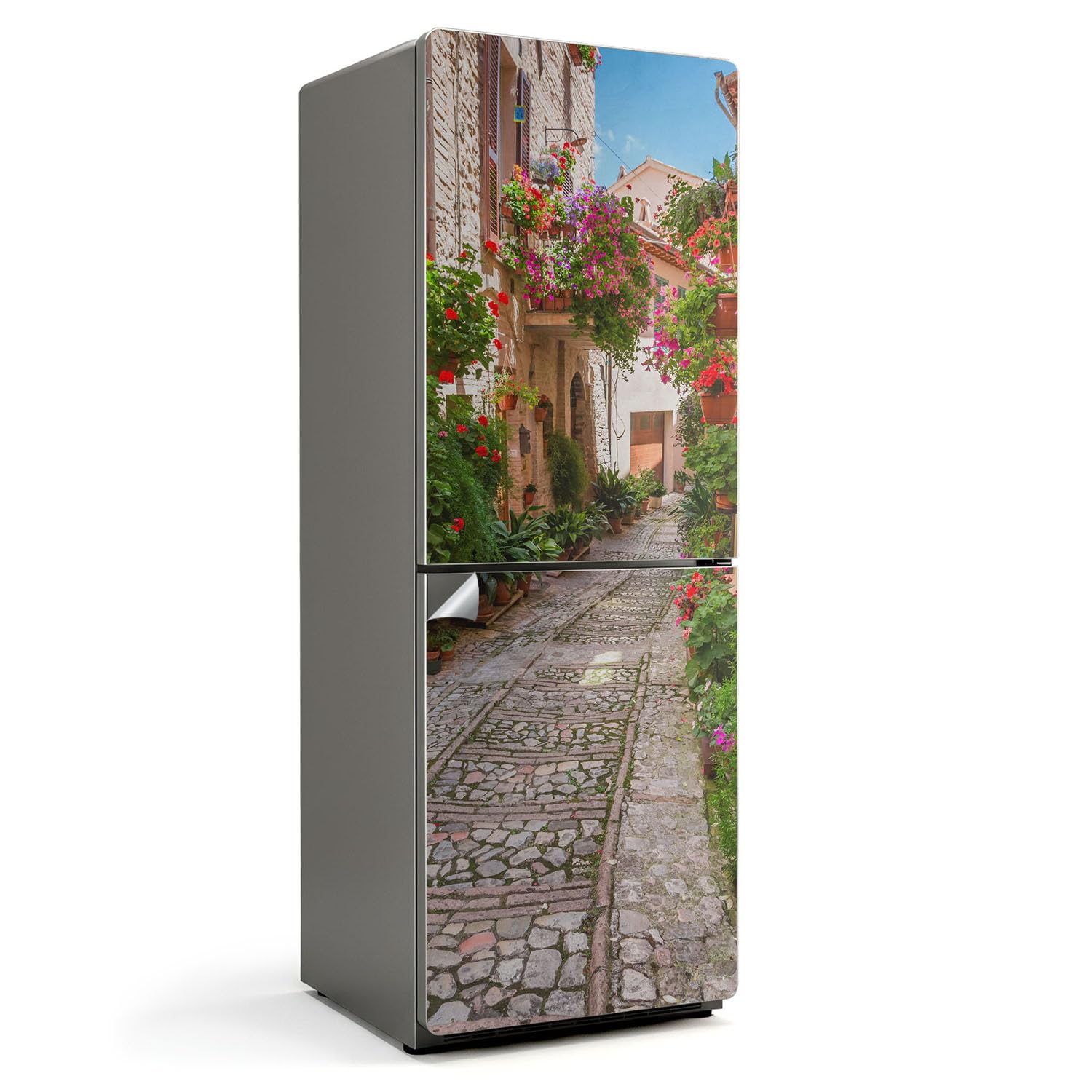 Autocollant pour Réfrigérateur 70x190 Masquer Rayures Décoration Fleurie