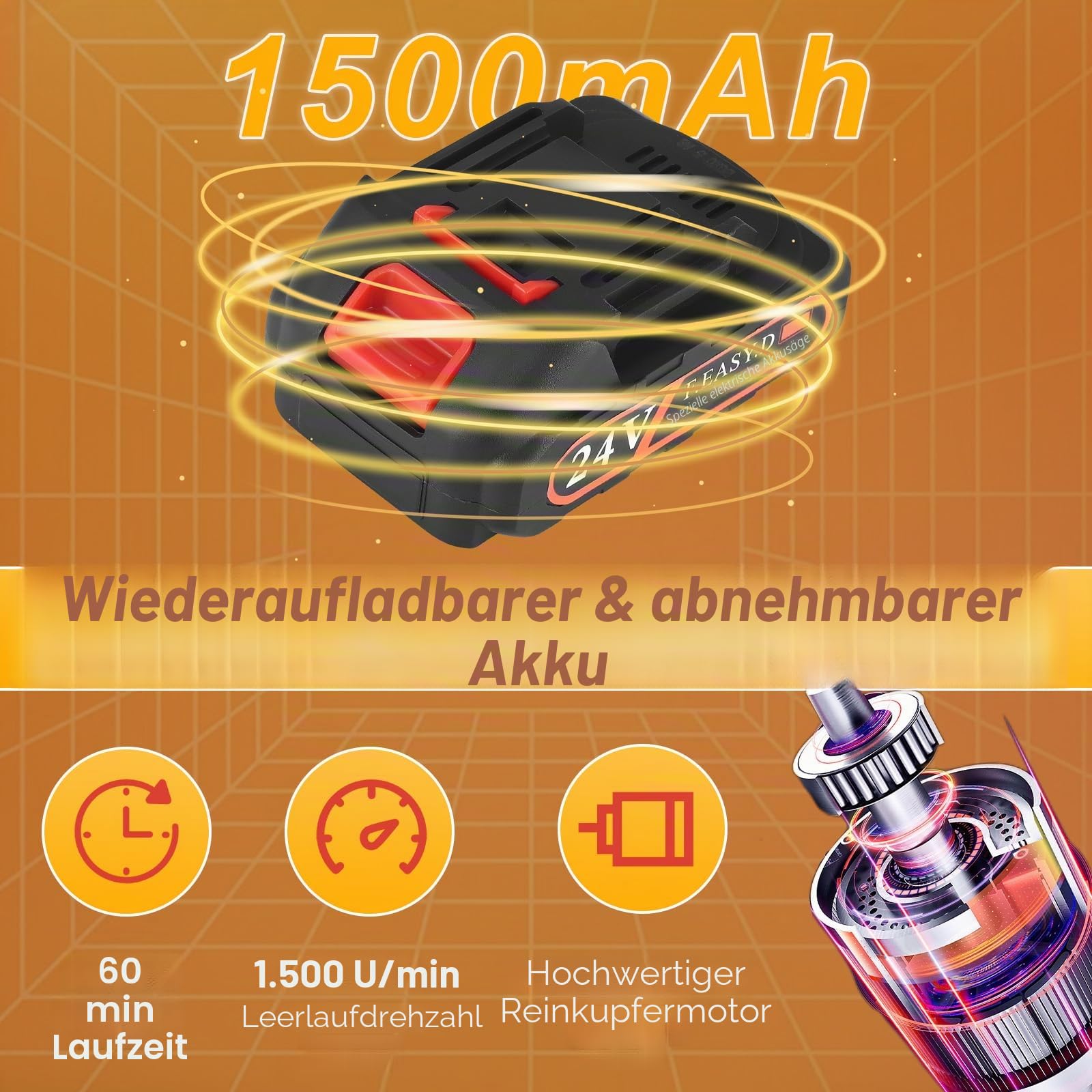 Kleine Heckenschere mit Akku, 2-in-1 Heckenschere Klein mit Akku und Ladegerät, Grasschere Strauchschere Akkus mit 2 Messern, 24V 1500 mAh Wiederaufladbaren Li-Ion Akku, Ideal für Garten Rasen