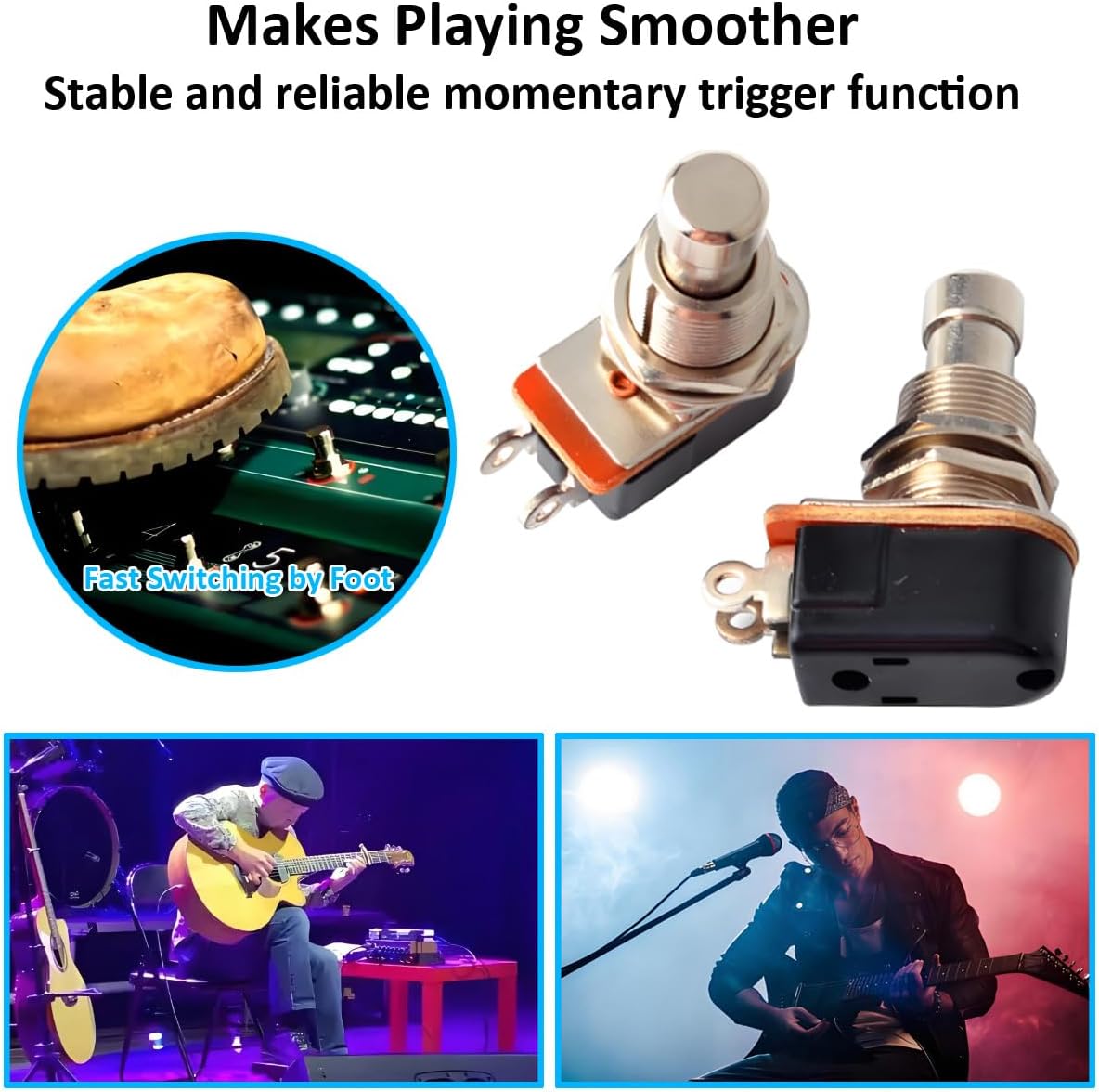 3Pcs SPST Guitar Effect Pedal Footswitch Momentary Off/(ON) Switches