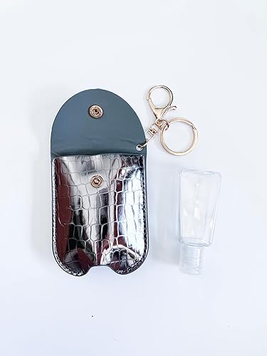 Miniatura 5 de Swedey Soporte metálico para botellas de cosméticos con patrón de cocodrilo para botellas de 1 o 2 onzas se engancha a bolsa de pañales, bolso o