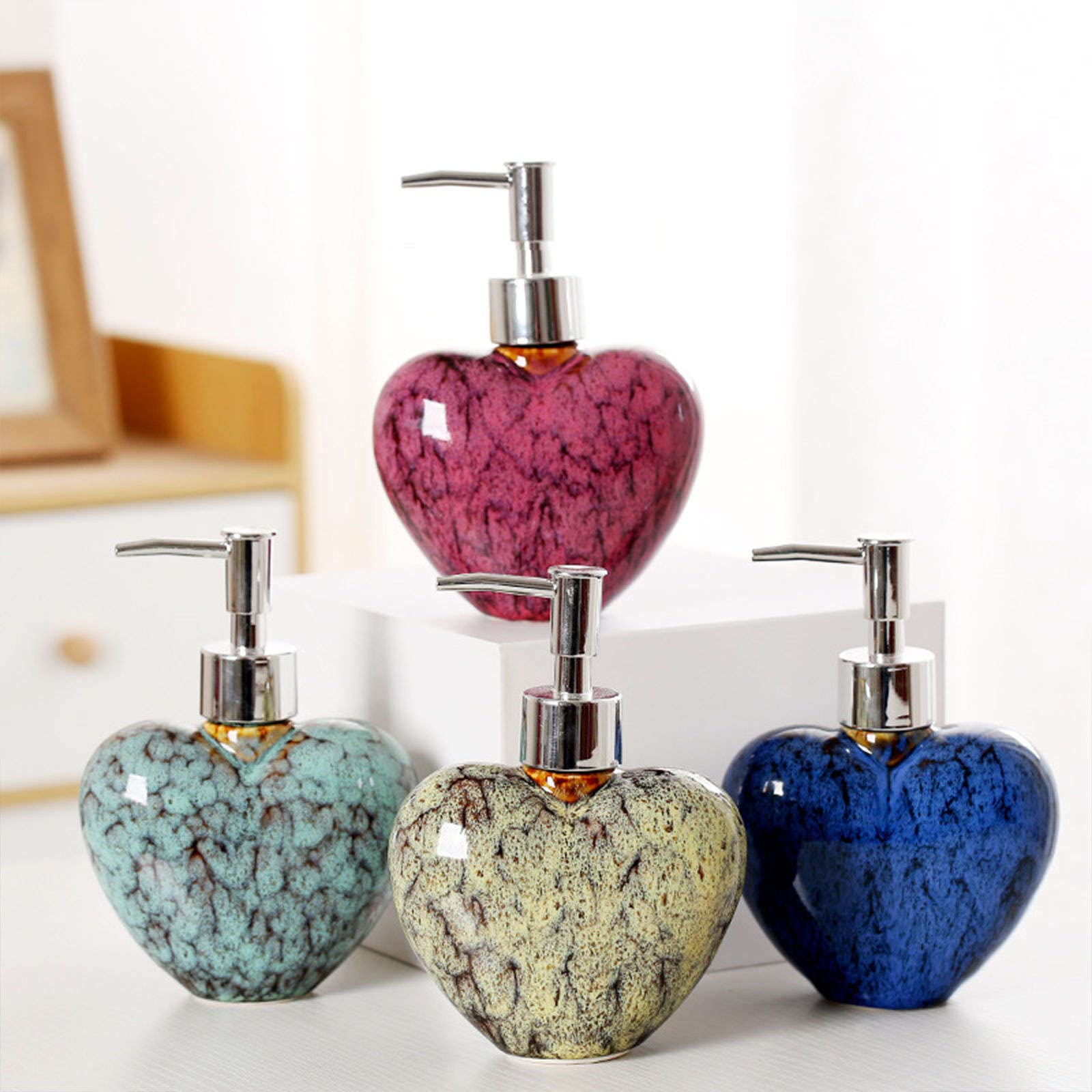 Keramik-Seifenspender 300 ml 10,6 Unzen mit Pumpe, nachfüllbare Lotionsflasche for Badezimmer-Waschtischarbeitsplatte, Shampoo