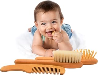 Baby Comb and Brush Set for Baby Care, Wooden Baby Brush and Comb Set.Baby Comb for Cradle Cap,Baby Brush Set for Newborns,Baby Scalp Brush for Cradle Cap,Toddler Comb.