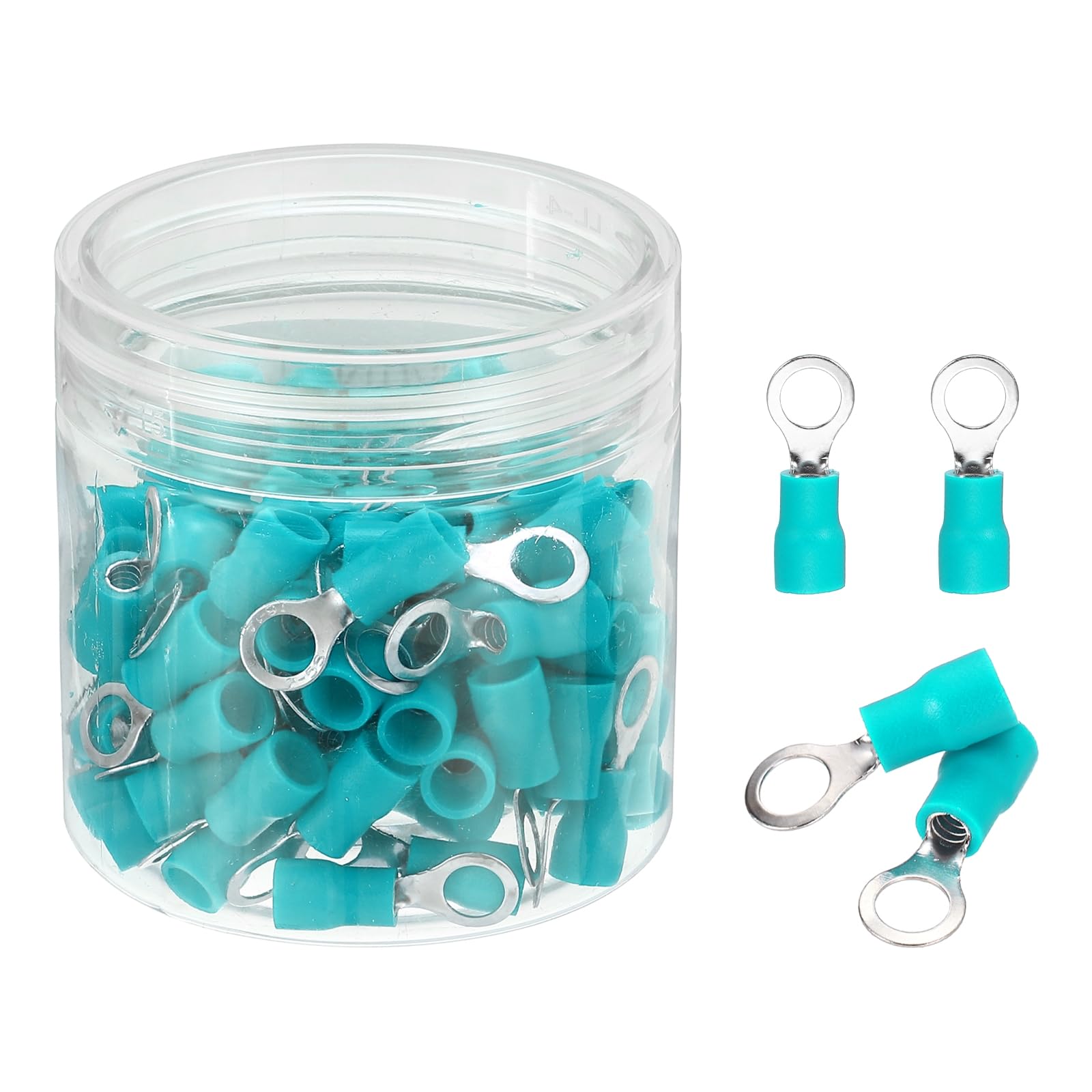 sourcing map 100Pcs Insulated Ring Terminal RVS2-5 Battery Lugs 16-14AWG Electrical Crimp Terminals Eyelet Wire Connectors for Industrial, Electrical Wiring, Green
