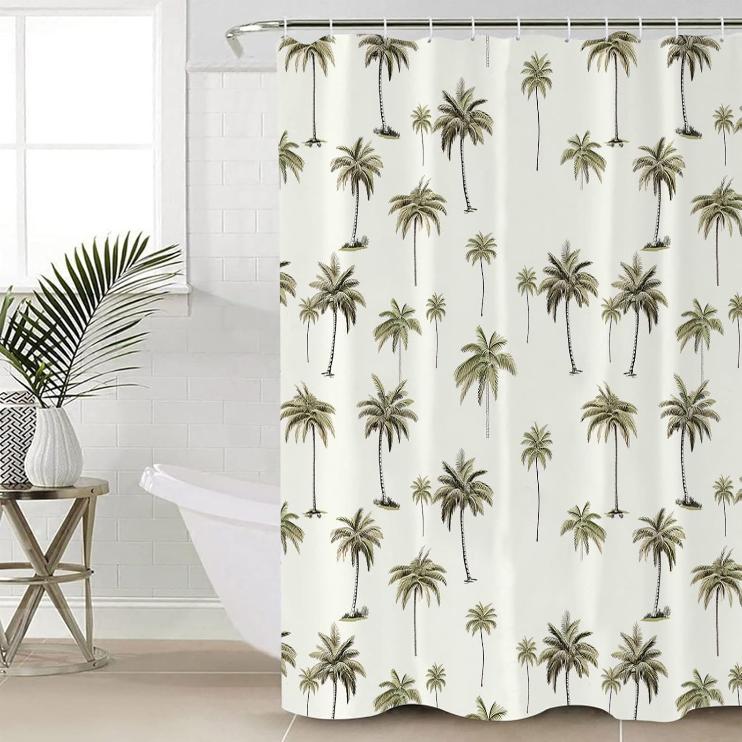 EZONCH Shower Curtains for Bathroom, Summer Tropical Green