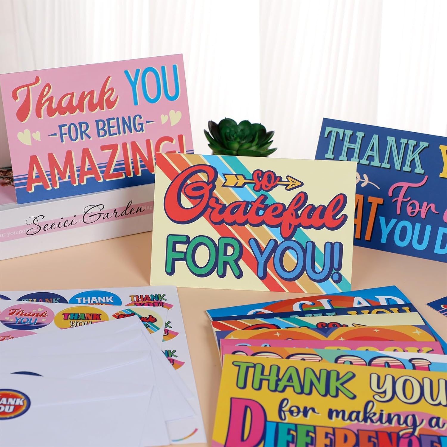 ZOIIWA Employee Appreciation Cards with Envelopes - 32 Pieces, Colorful, Positive, You Are Awesome, Bulk Work Anniversary Cards