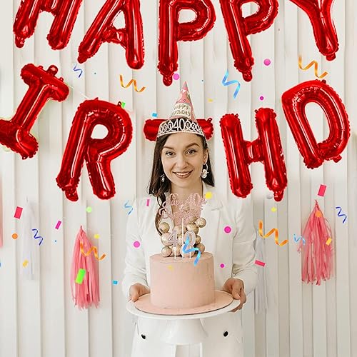 Vista 17 de 76pcs Happy Birthday Balloon Banner, Rose Gold Balloons Letters, Personalized 16" Mylar Foil Birthday Decorations include 2 Sets A- Z, 1 set Number