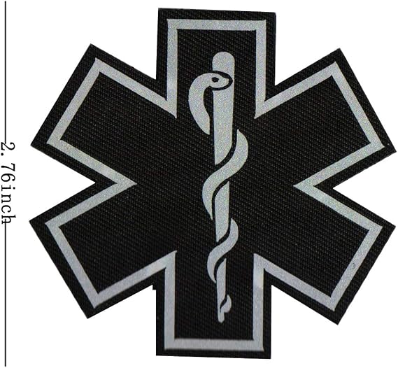 EMT EMS Medical Star of Life Emergency Medical Patch Infrared Embroidered Fabric Patch with Hook Loop Backing 3.15 x 1.97 p-623