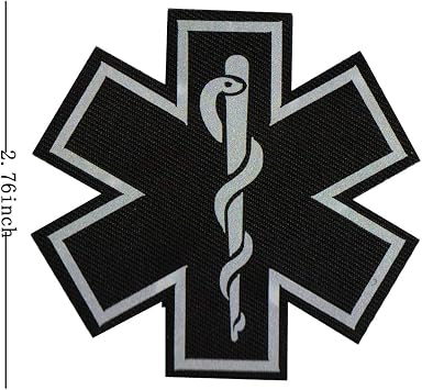 EMT EMS Medical Star of Life Emergency Medical Patch Infrared Embroidered Fabric Patch with Hook Loop Backing 3.15 x 1.97 p-623