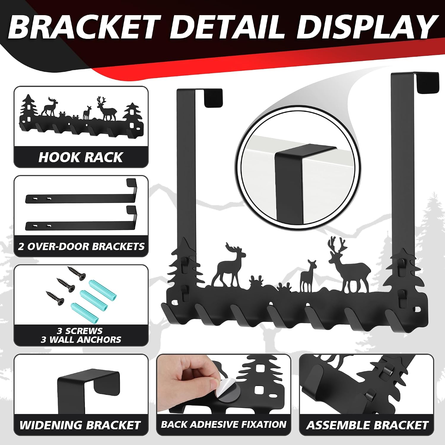 Deer 7 Hooks Over the Door Hanger Coat hat Hanging Organizer (2)