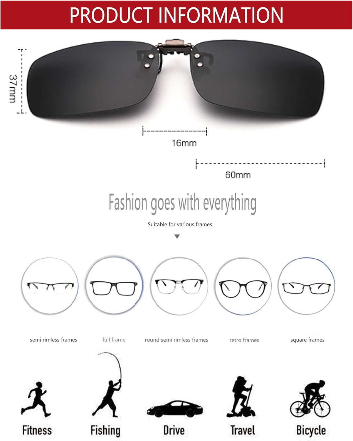 Onrtry Polarized Clip-On Flip Up Sunglasses Over Prescription Glasses for Women Men Metal Clip Rimless Sun Glasses - Image 6