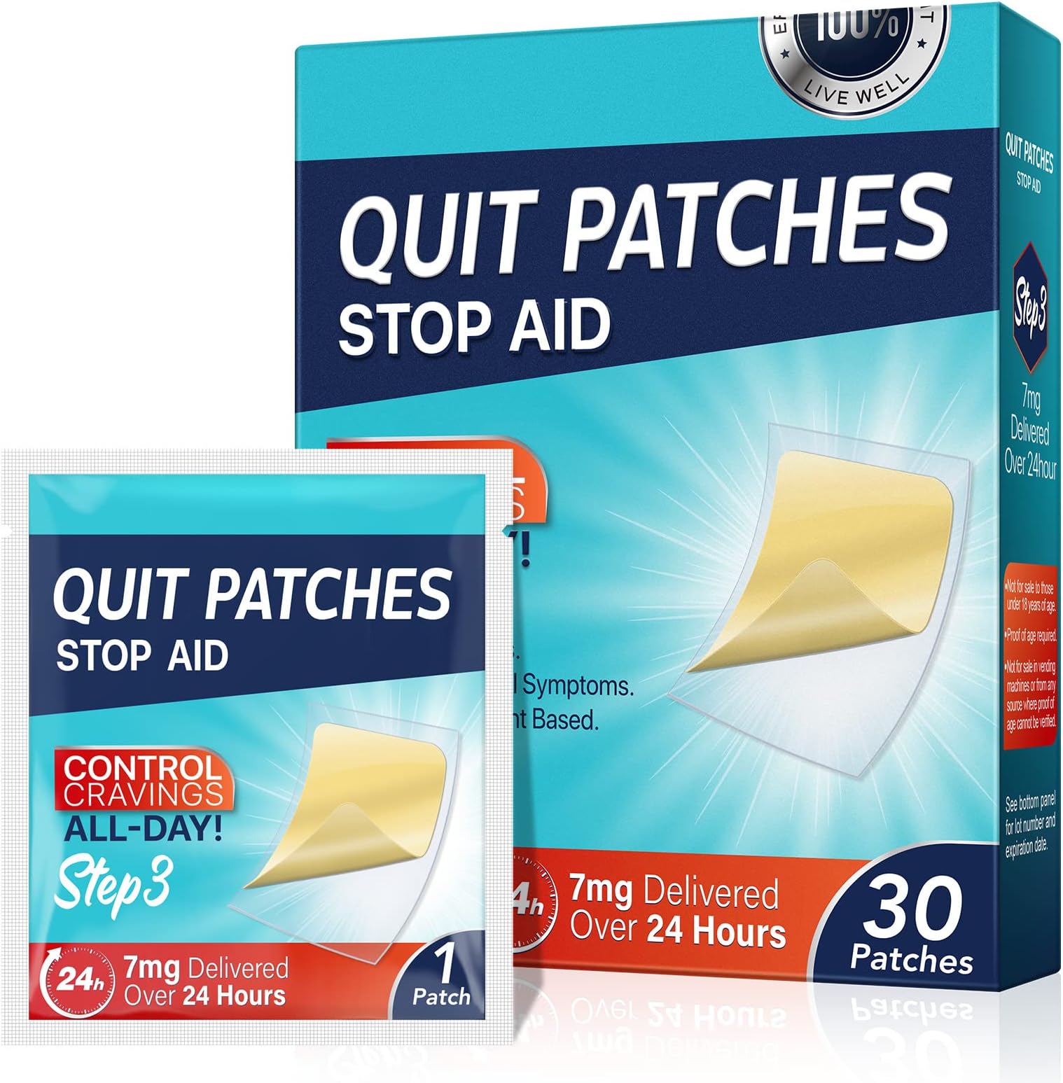 7 mg Step 3 Patches, Patch, Aid, Easy and Effective Anti-Stickers, Best Product to Help with Behavioral Support Program (30 Patches)