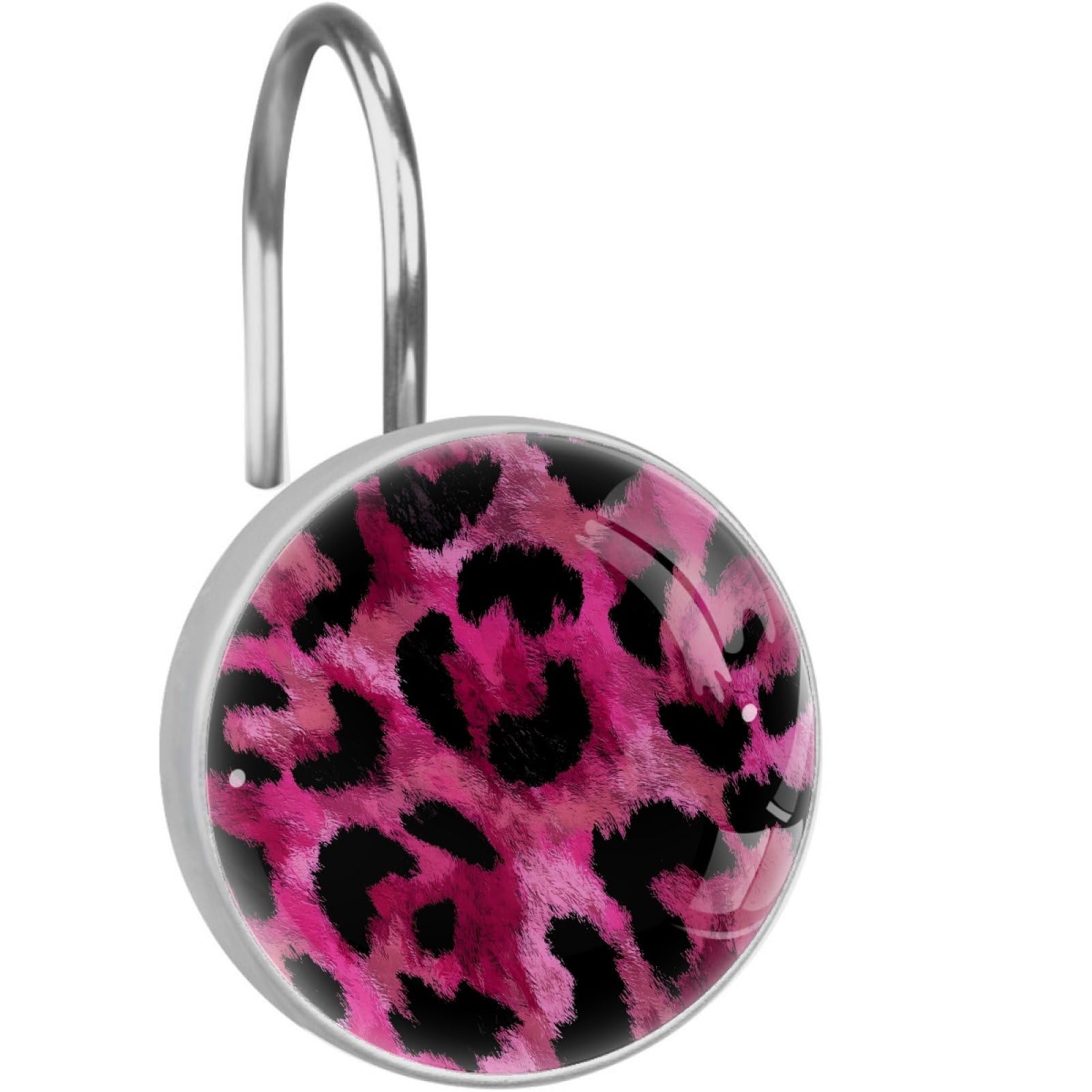 VAPOKF Decorative Shower Curtain Hook, Leopard Printing Rustproof Stainless Steel Shower Curtain Hook for Bathroom, Shower Curtain Hangers for Shower Rod