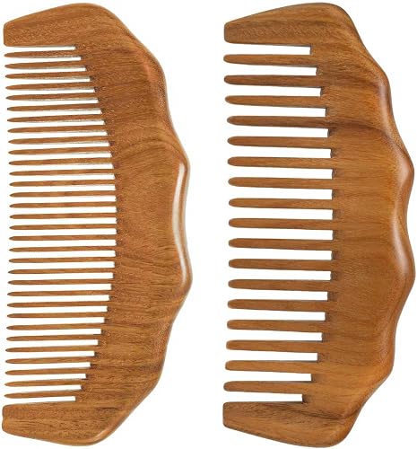 2 Pack Wooden Comb, Hair Combs for Women, Beard Comb for Men