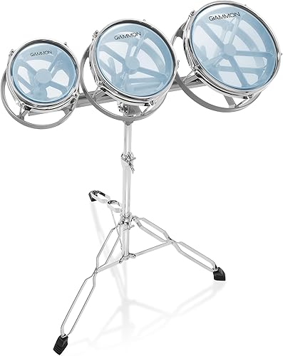 Gammon Percussion Roto Toms - Juego de batería de 6", 8", 10" con soporte doble y cabezales sintonizables