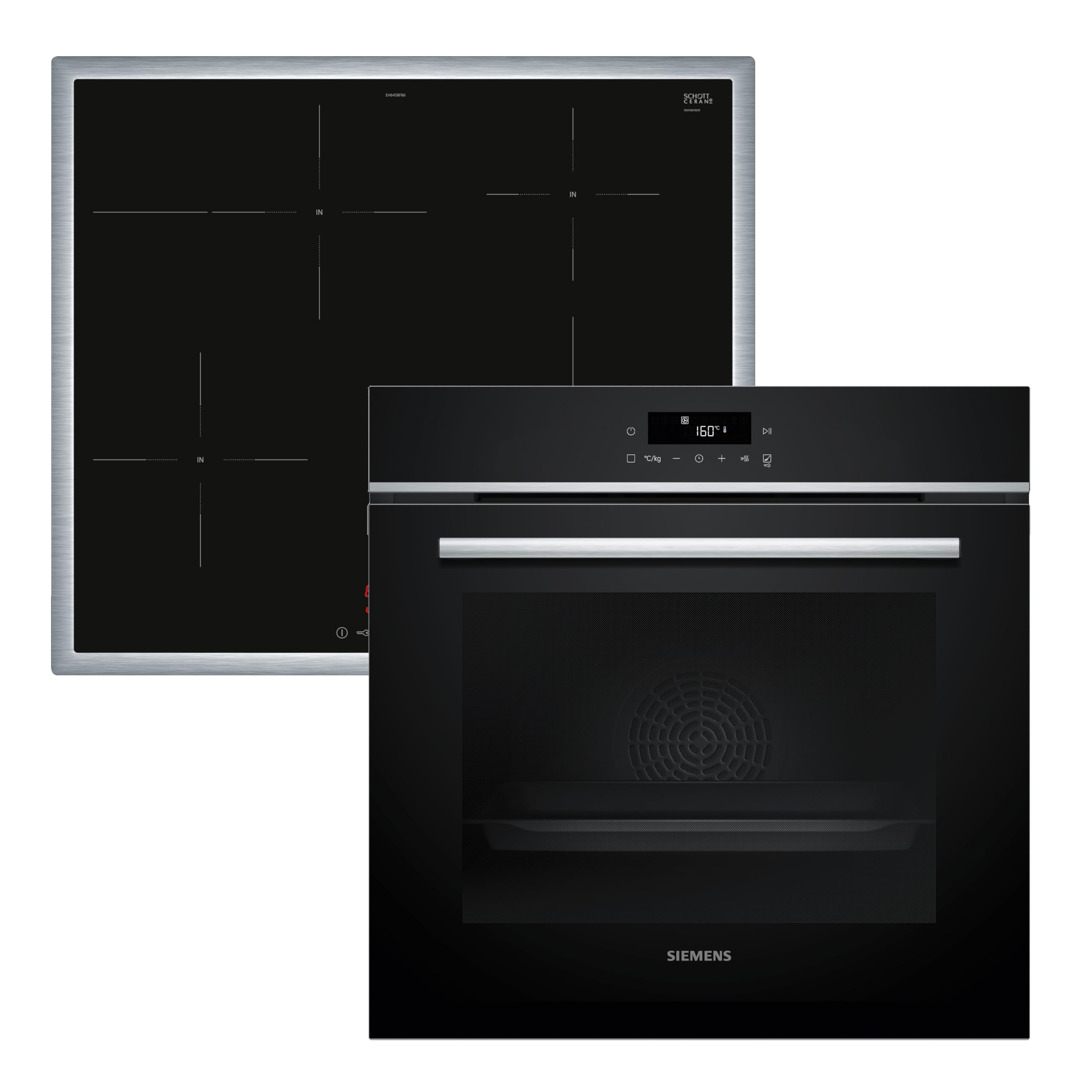 Siemens PQ613PIAA, iQ300 Einbau-Herd-Set, Bestehend aus HB572ABS3 Herd, 60 x 60 cm, Pyrolyse und Hydrolyse Selbstreinigung, Clipauszug & EH645BFB6E Induktionskochfeld, touchControl, Bräterzone