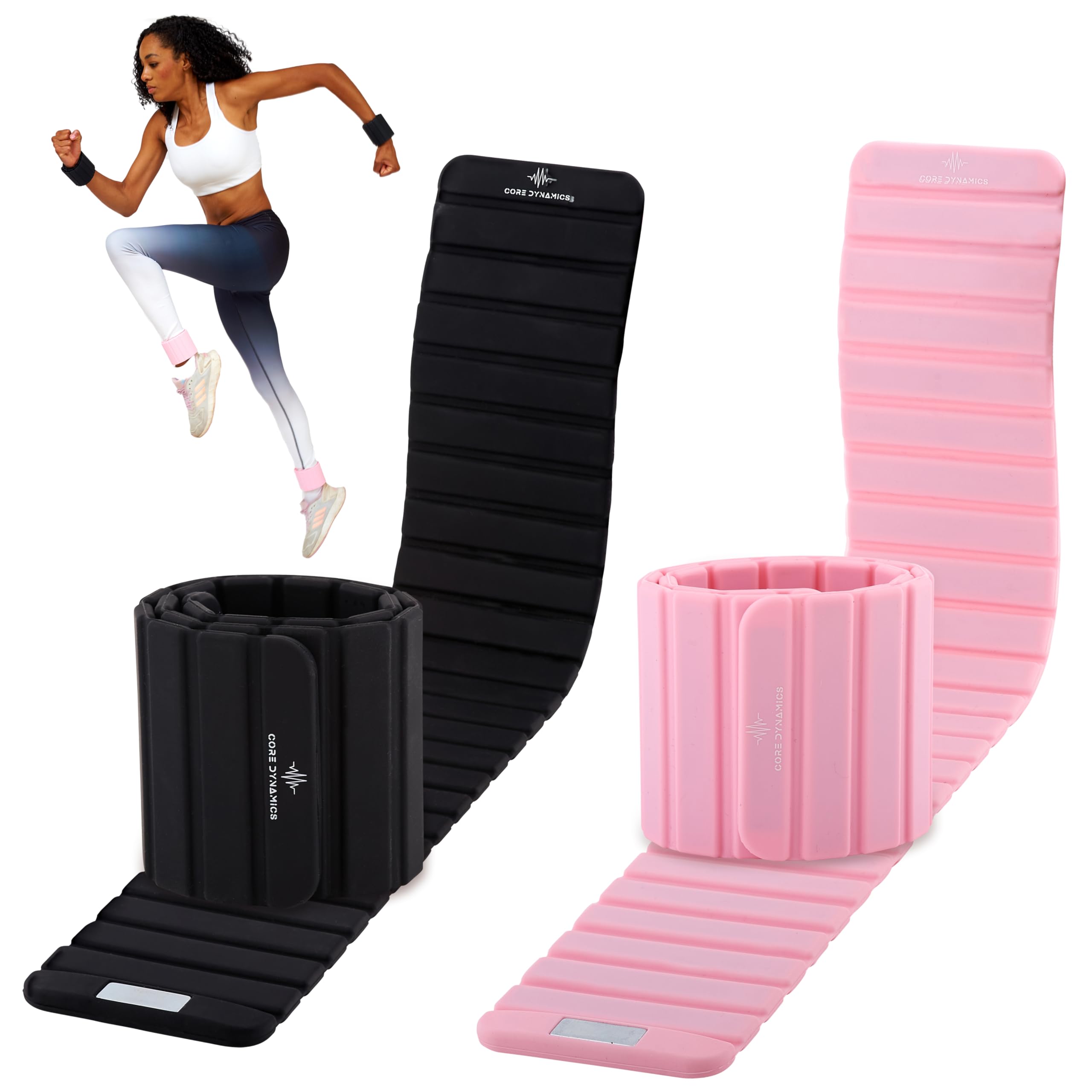 Premium Pink Wrist and Ankle Weights, Ultra-Thin Magnetic Design (Pair) For Men & Women. Sleek, Comfortable Design. 1kg. Ideal For Yoga, Pilates, Swimming, Running, Resistance Training.