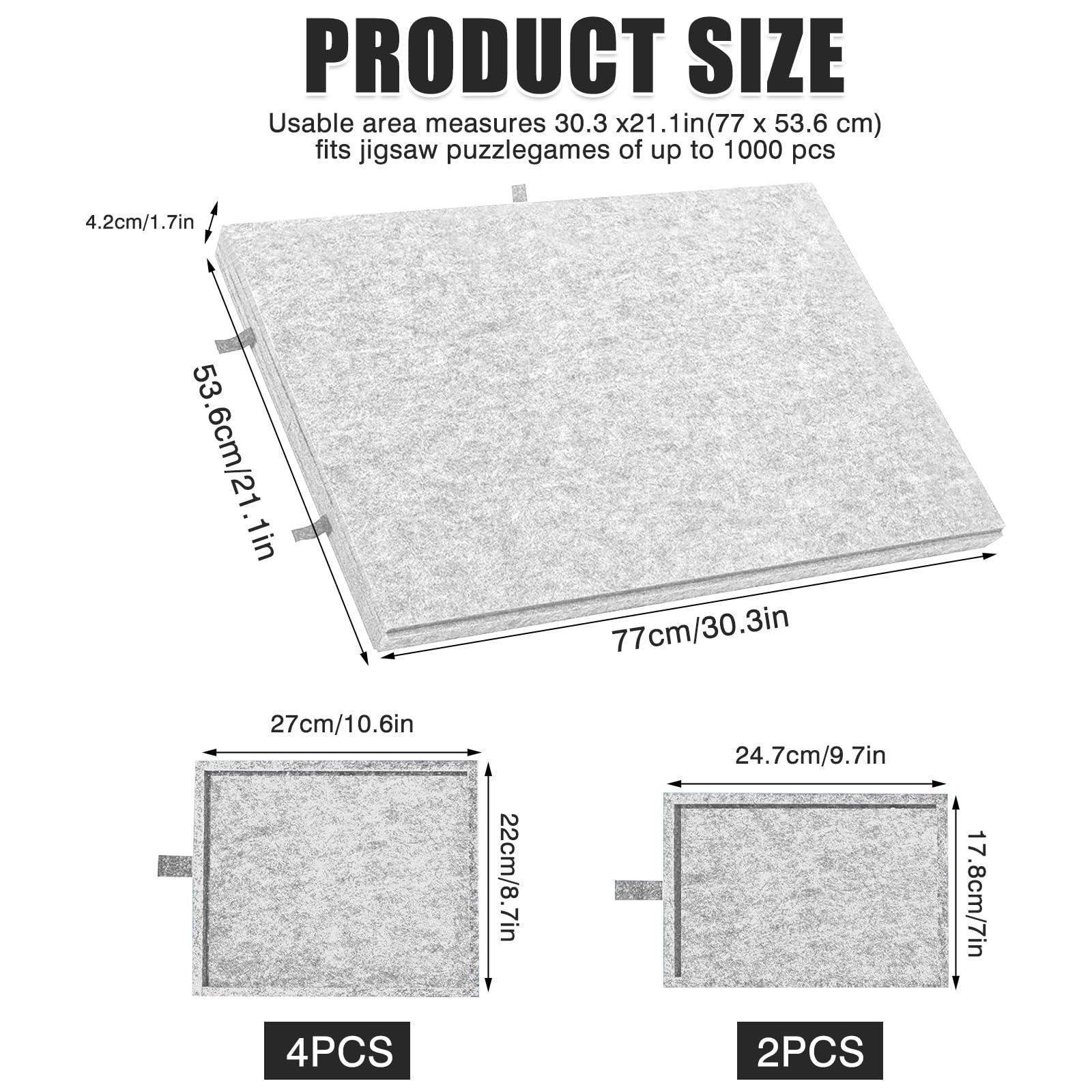 Table puzzle inclinable avec support et couvercle 2 en 1, planche à puzzle portable avec 6 tiroirs, rangement pliable pour adultes et enfants, convient pour jusqu'à 1000 pièces (gris)