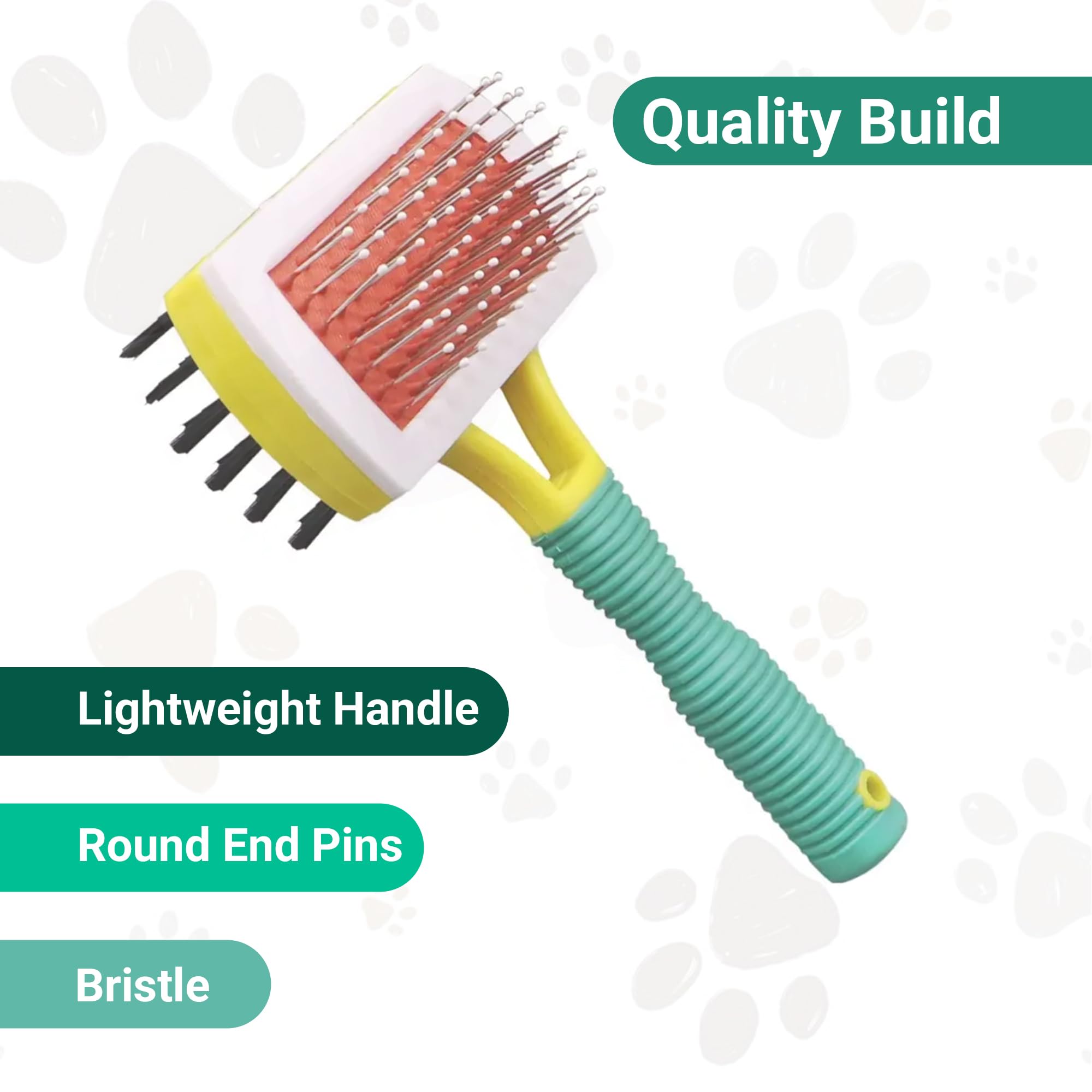 HiFEN® Double Sided Dog Brush 2 in 1 Bristles and Pin Brush for Grooming Dogs & Cats with Long or Short Hair Pets Cleaning + Grooming Tool - Image 3