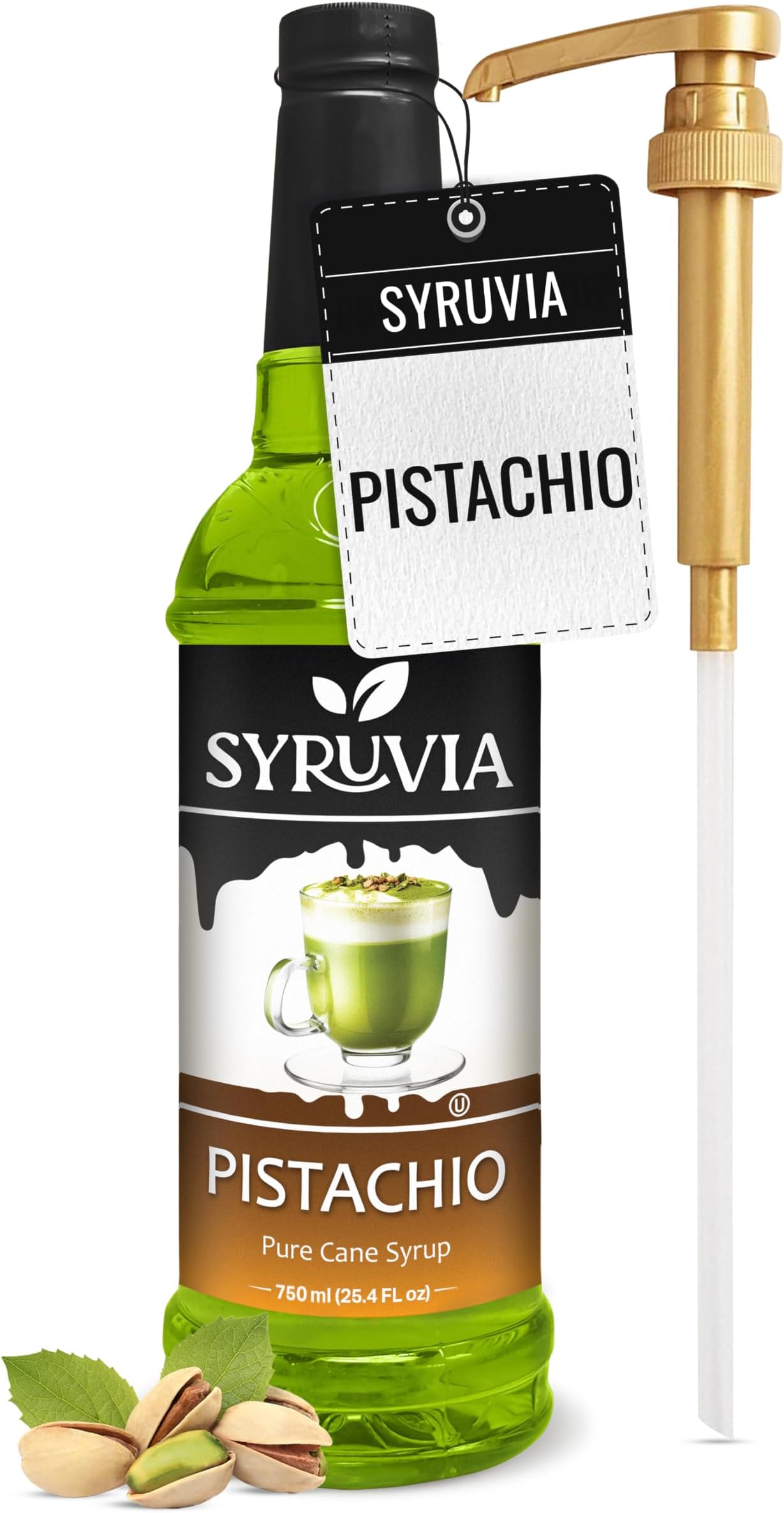 Pistachio Syrup, Flavored Syrup for Lattes, Drinks, Cappuccinos, Iced Coffees, Espresso Drinks – 25.4 fl oz - with Pump