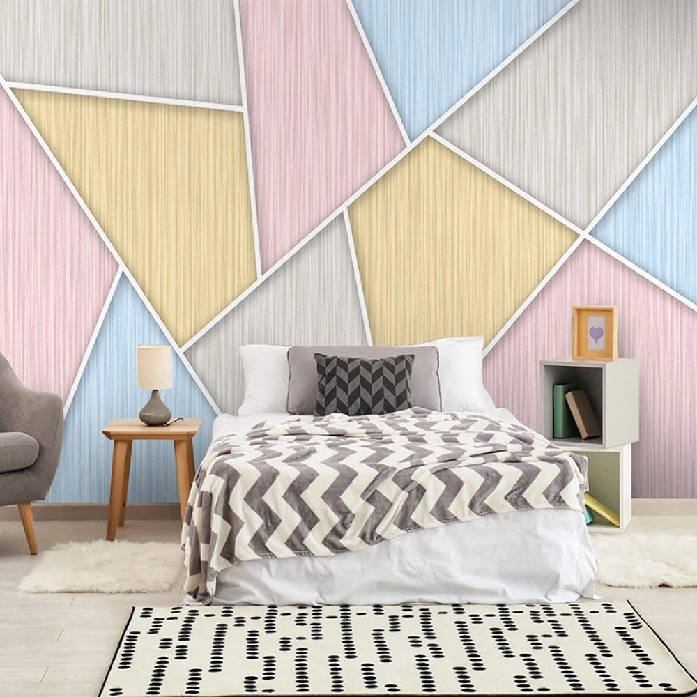 Carta Da Parati,Moderno Triangolo Colorato Motivo Geometrico Cucitura Semplice Grande Carta Da Parati Autoadesiva Buccia E Bastone Carta Di Contatto Staccabile Vinile Murale Adatto Per Soggiorno Cam