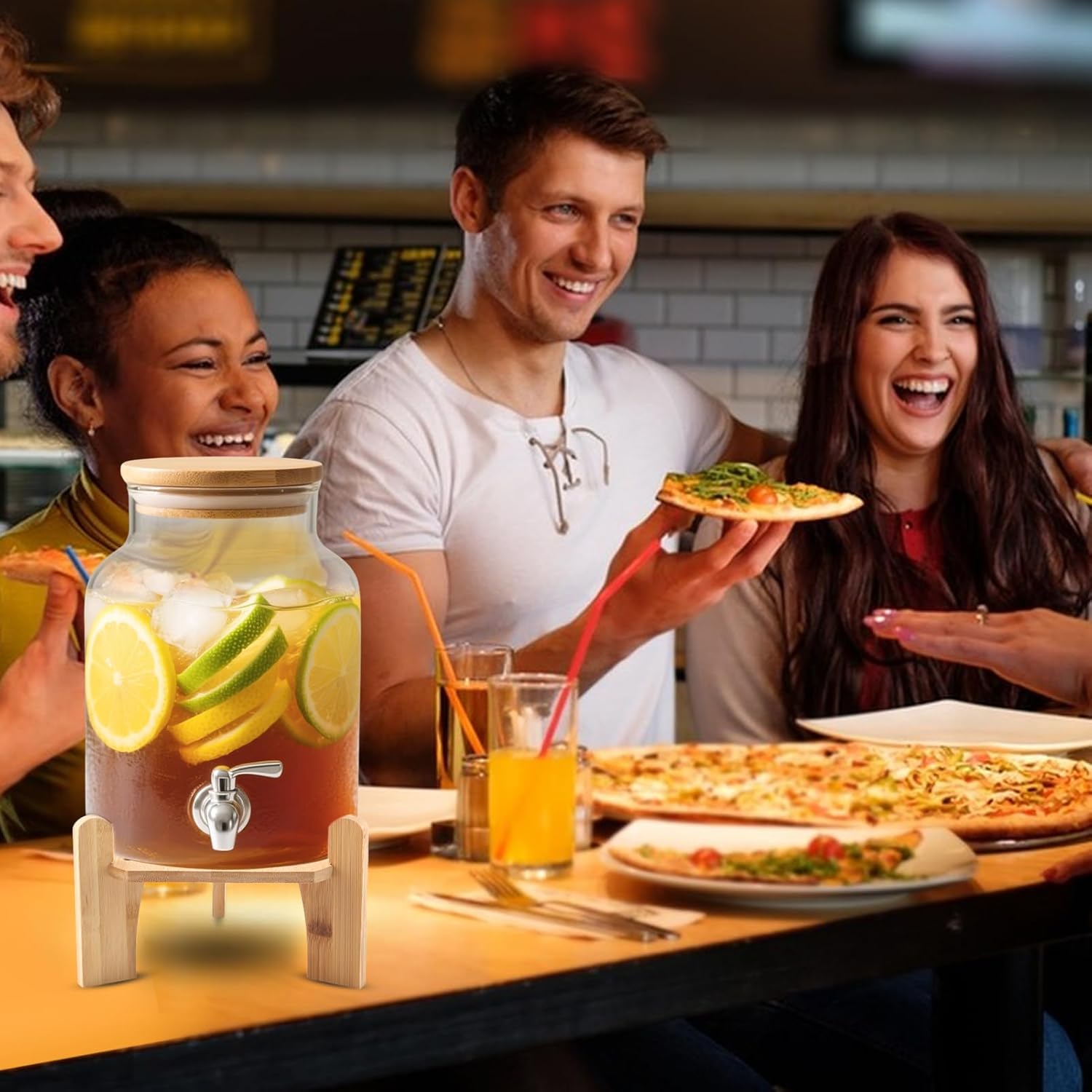 Wooden Drink Dispenser Stand, Beverage Dispenser Stand and Water Jug Holder, Drink Stand for Families, Parties and Catering Events, Fit Max 9 Inch Glass Water Pitcher Water Filter Bottle - Image 7