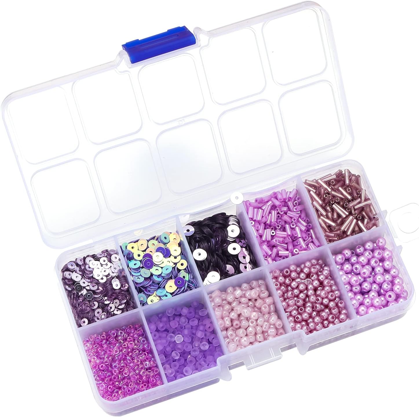 Assorted Beads for Jewelry Making, Glass Seed Bugle Tube Beads Loose Sequins Multiple Sizes for Crafts Sewing Jewelry Making