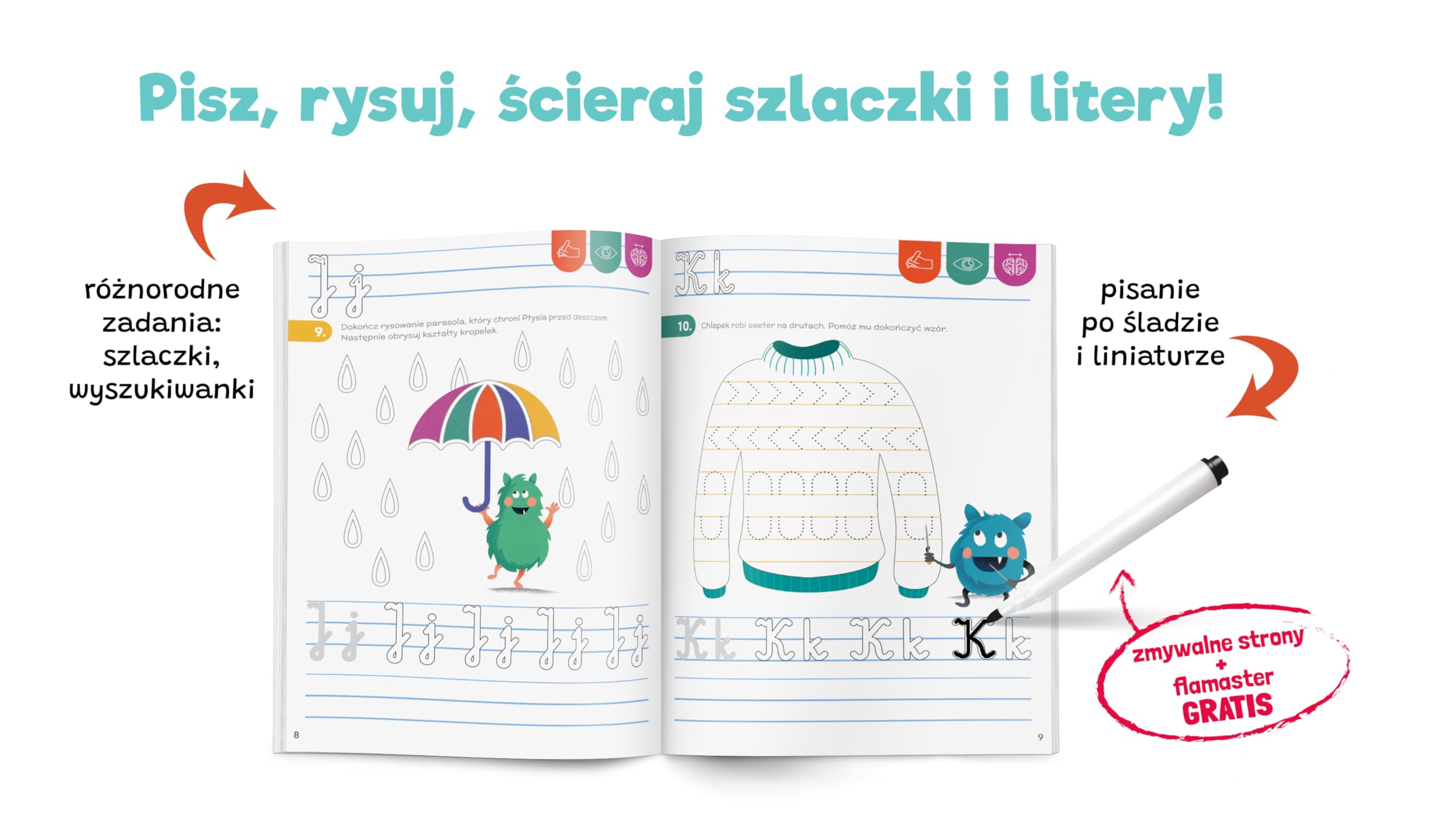 BAZGRAKI. NAUKA PISANIA. ĆWICZENIA. SZLACZKI I LIT