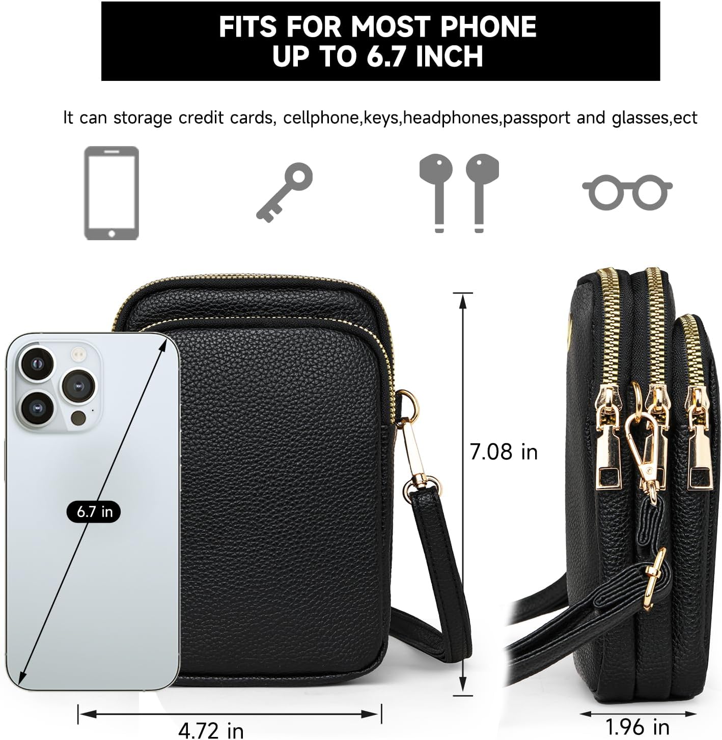 JANKS Small Crossbody Bag for Women Mini Cell Phone Bag Travel Pouch Wallet Purses Adjustable Over Shoulder Strap - Image 5