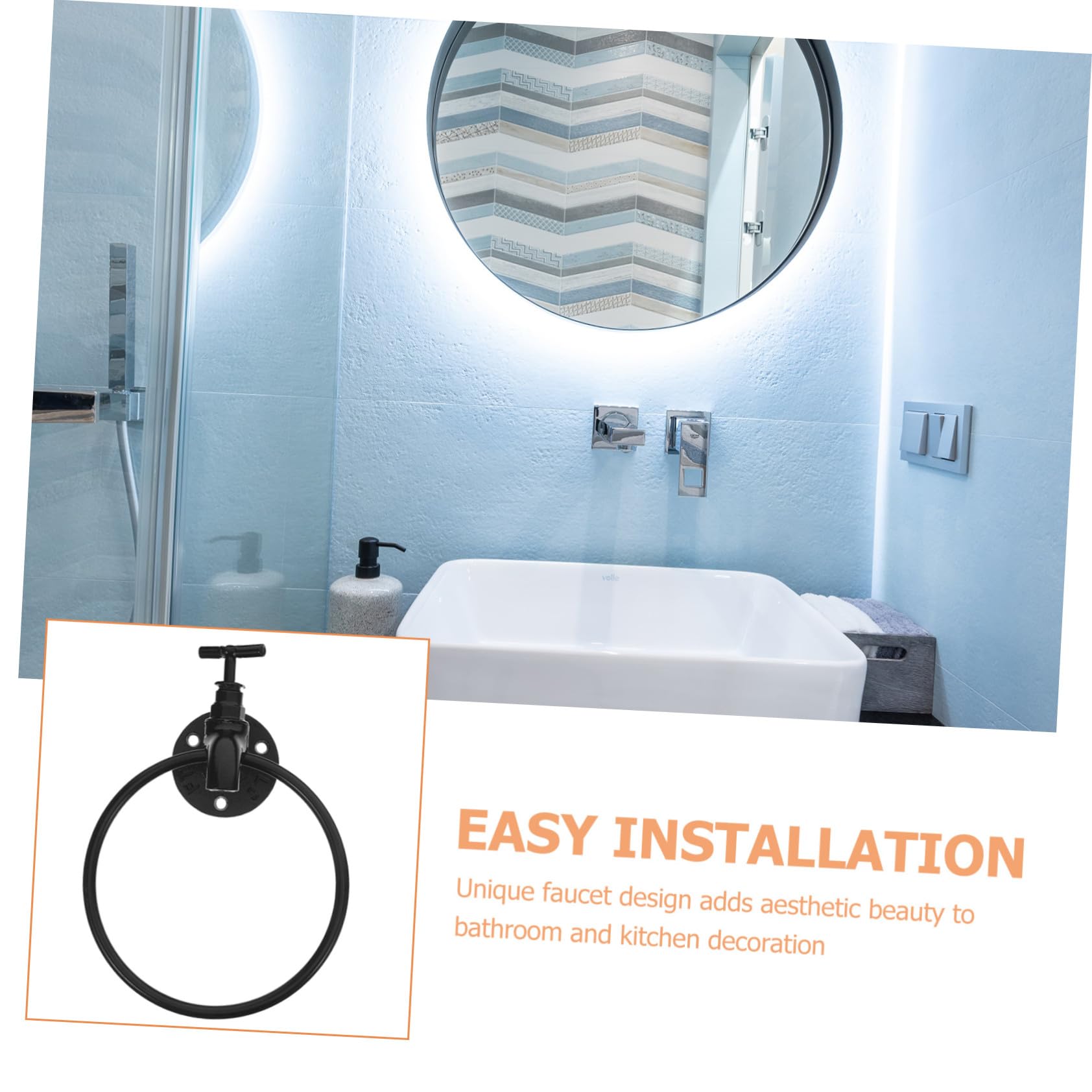 TOPBATHY Portasciugamani Parete in Ferro Nero Porta Strofinacci da Bagno Asta Portasciugamani per Cucina e Bagno