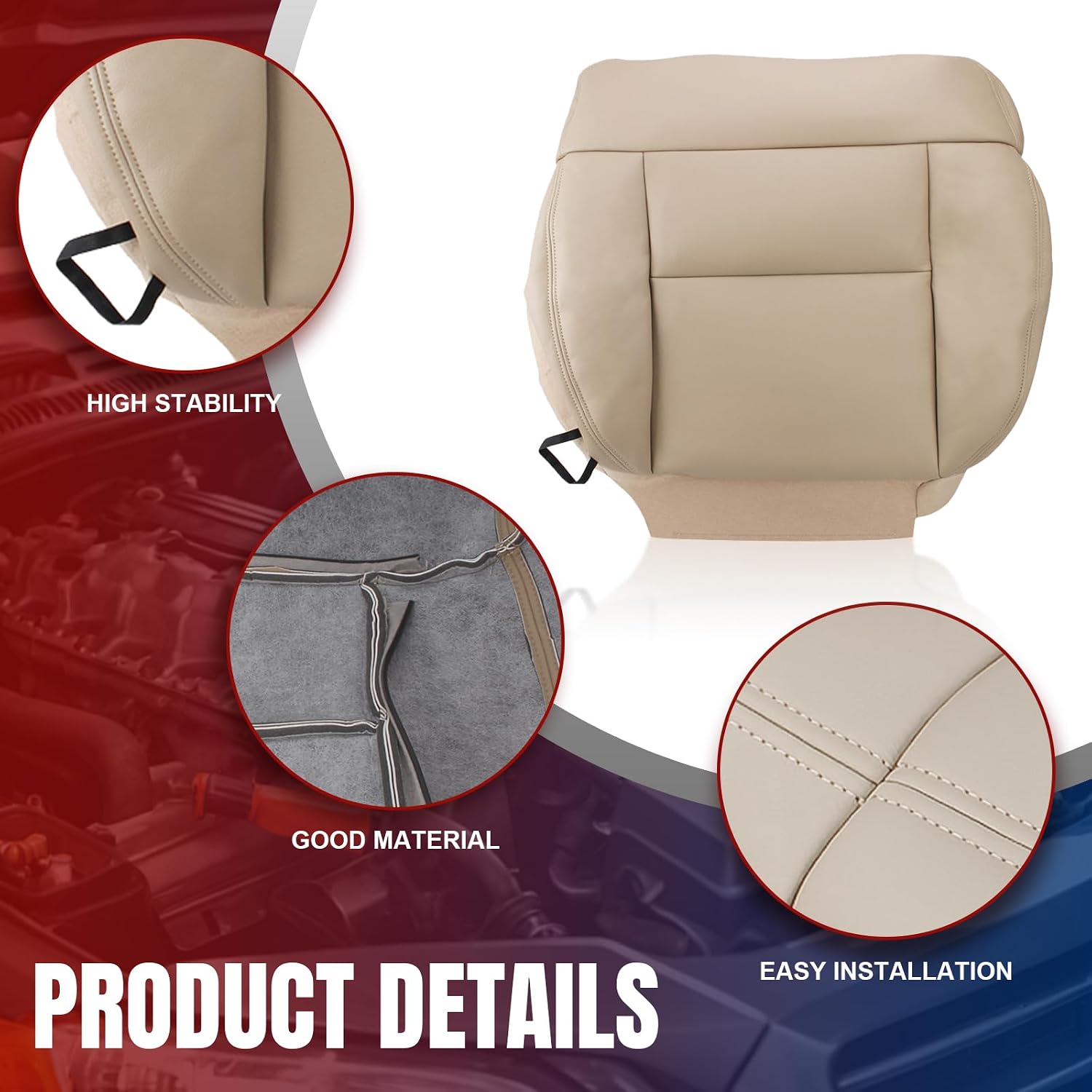 AUTOKAY Driver and Passenger Bottom Seat Cover Fits for Ford F150 Lariat 2004-2008