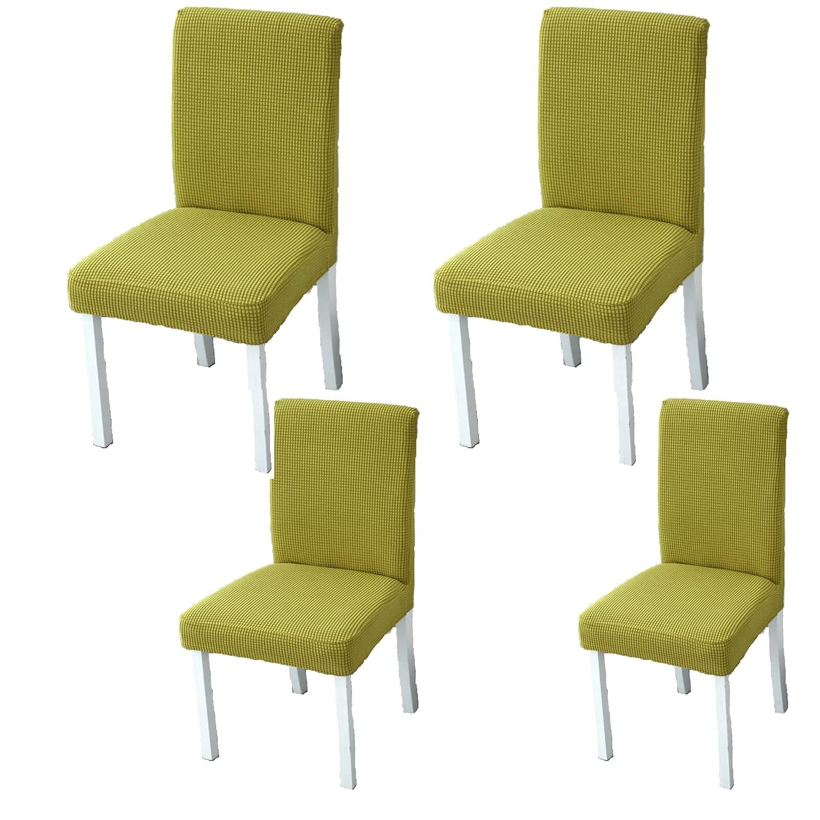 NMVAWIPT Stretch Dining Chair Slipcovers Covers Removable Kitchen Protector For Room Hotel Wedding Banquet Corn(52#,4pcs)