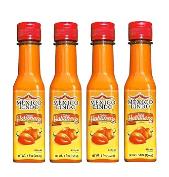Salsas Castillo Red Habanera Extra Hot 4 Bottles 5 fl.oz 150ml