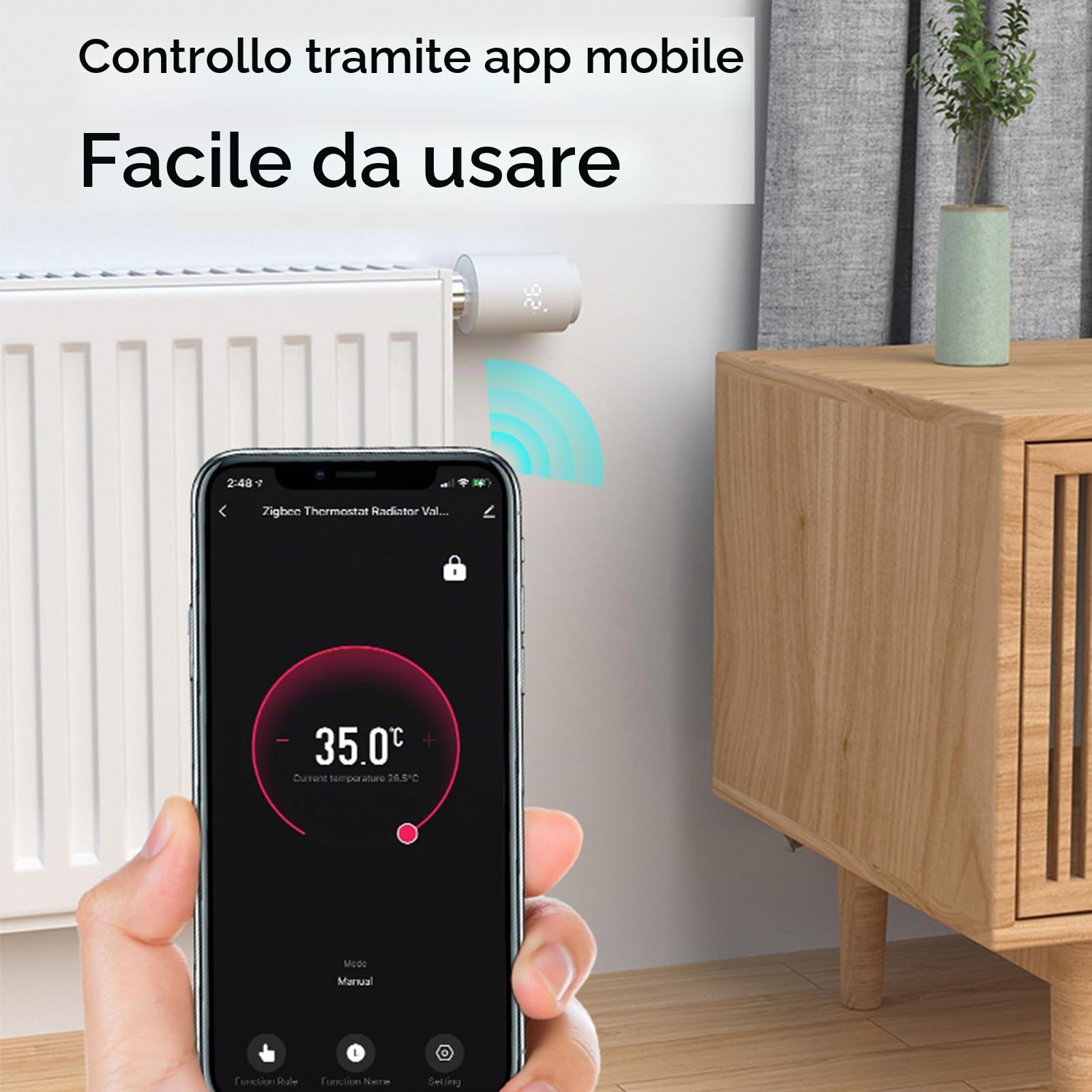 docooler Termostato Intelligente per radiatore Valvola intelligente del radiatore Valvola termostatica intelligente Display a LED che supporta l'app mobile di controllo del radiatore