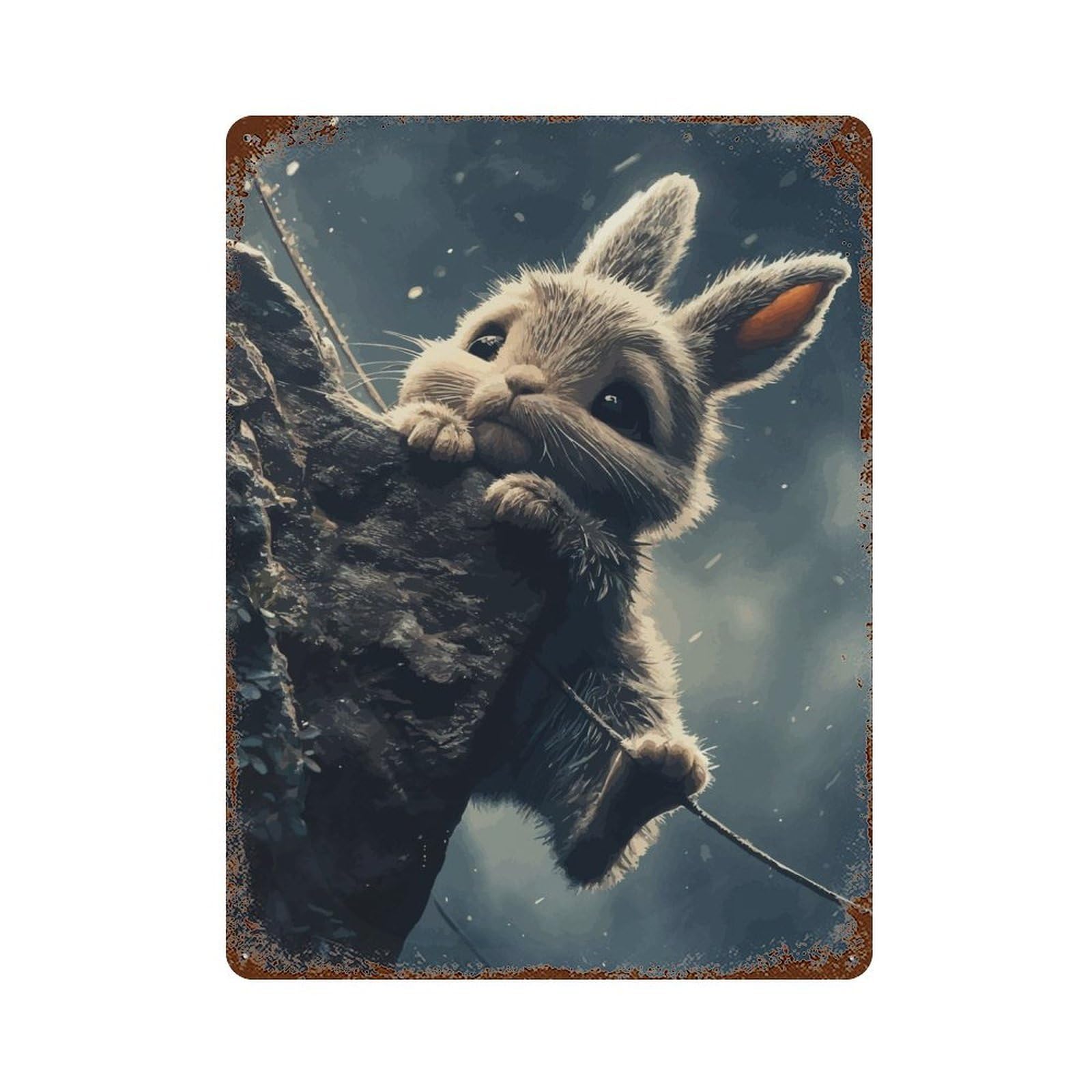 Cliffhanger Rusty Metal Tin Sign 15.7"x11.8", for Basement, Hobby Room And Garage Decor, Retro Wall Decor