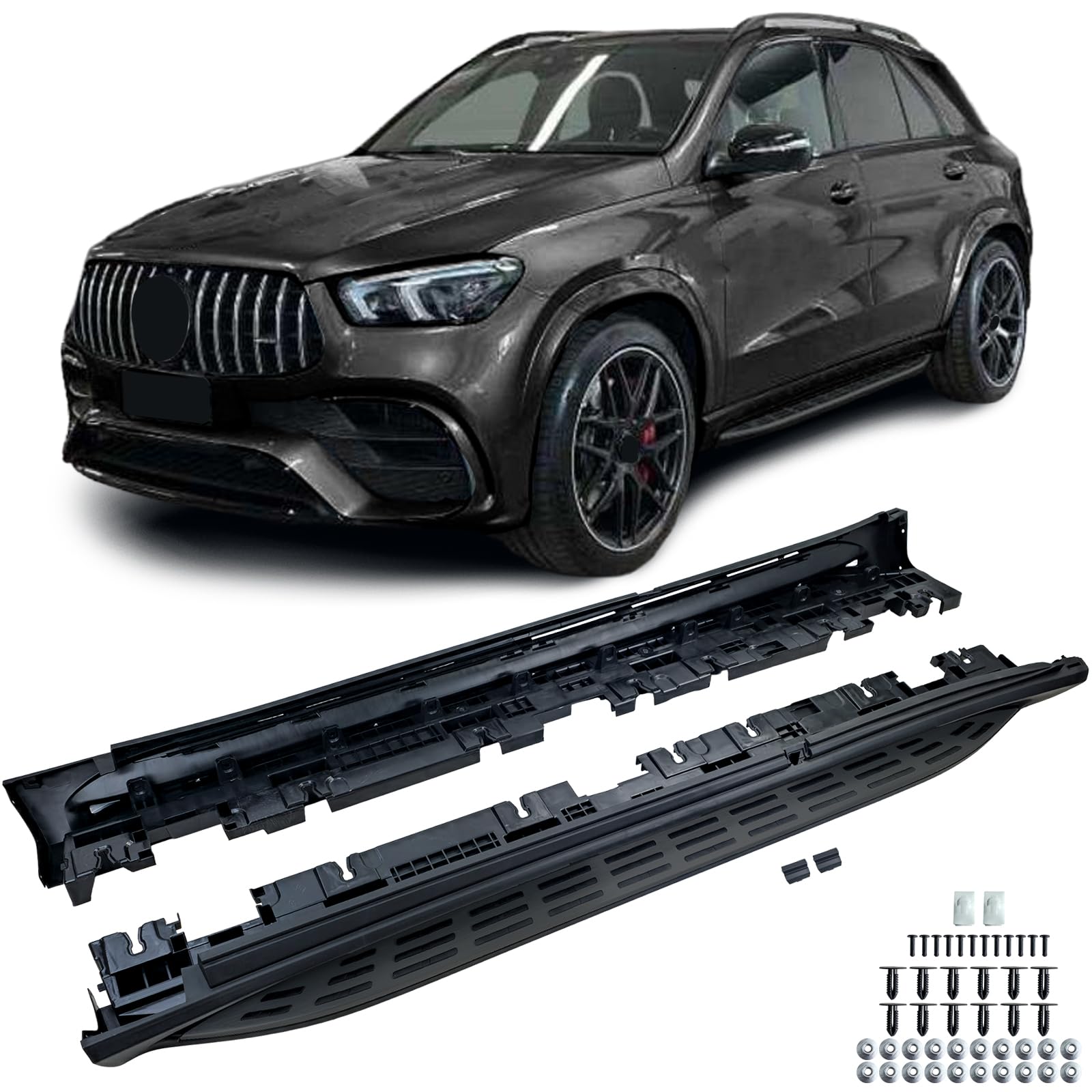 Alu Trittbretter Black Edition Flankenschutz OE Look für Mercedes GLE V167 18-23
